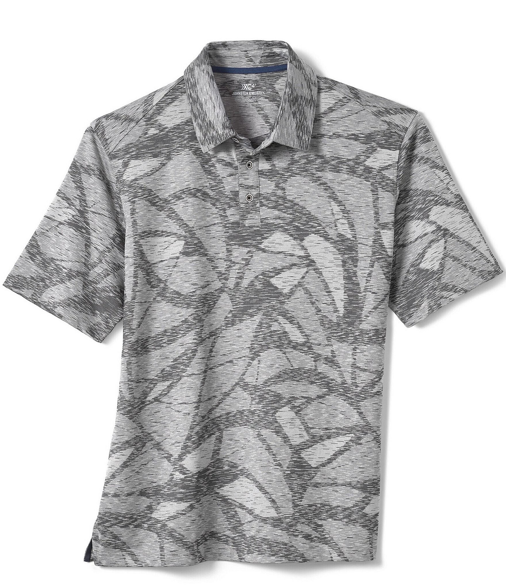 Johnston & Murphy XC4 Performance Stretch Large Geo Print Short Sleeve Polo Shirt