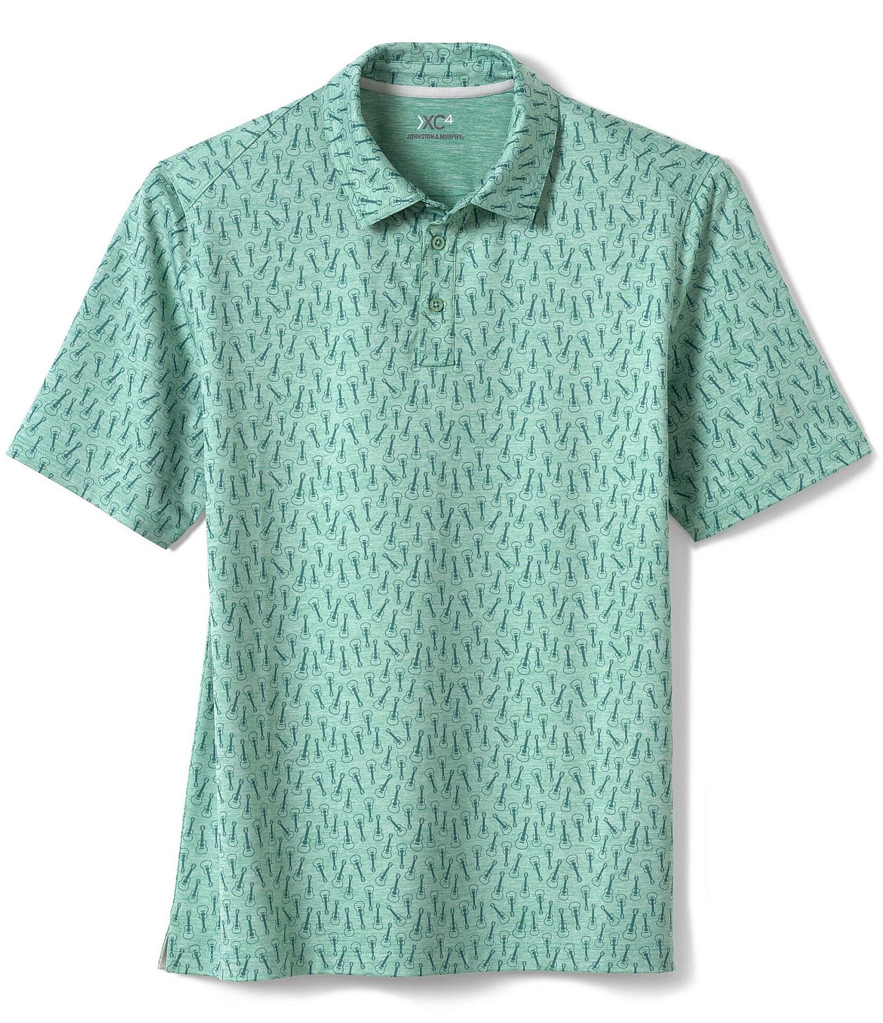 Johnston & Murphy XC4 Performance Stretch Tonal Print Short Sleeve Polo Shirt