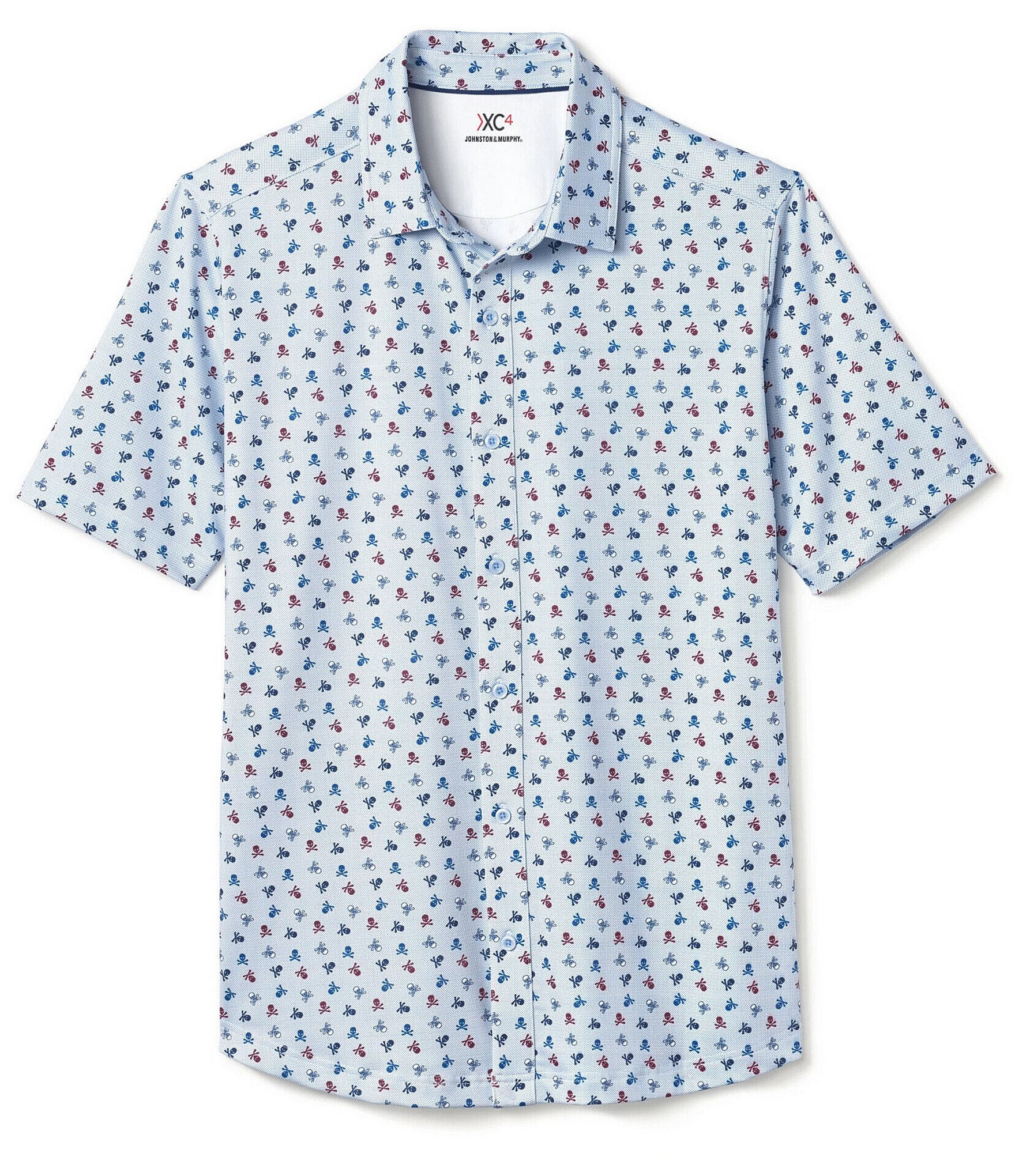 Johnston & Murphy XC4 Skull Print Performance Short Sleeve Woven Shirt ...