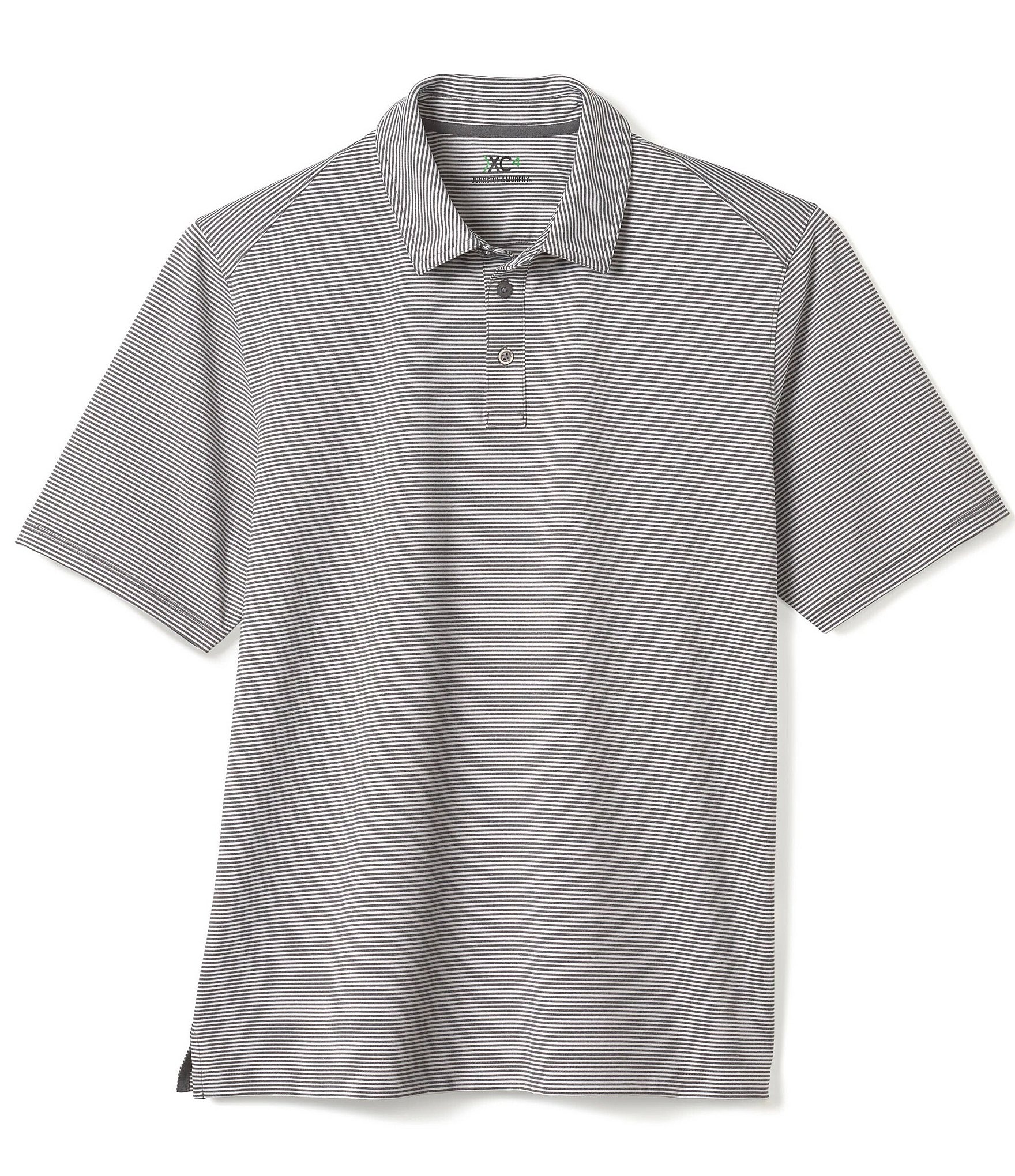 Johnston & Murphy XC4 Stripe Performance Stretch Short Sleeve Polo Shirt