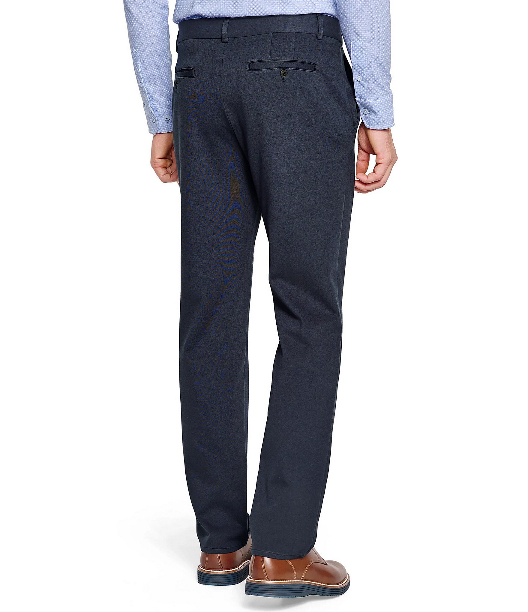 Johnston & Murphy XCFlex Performance Stretch Flat-Front Solid Knit Heathered Pants