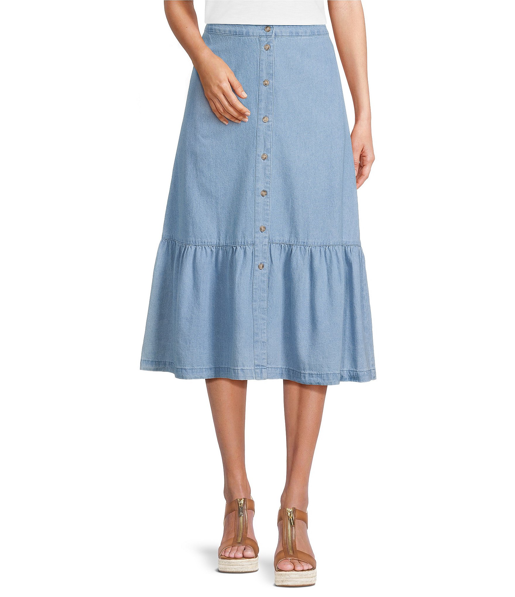 スカート TODAYFUL chambray check skirt 36 TODAYFUL（トゥデイフル）の「シャンブレーチェックスカート