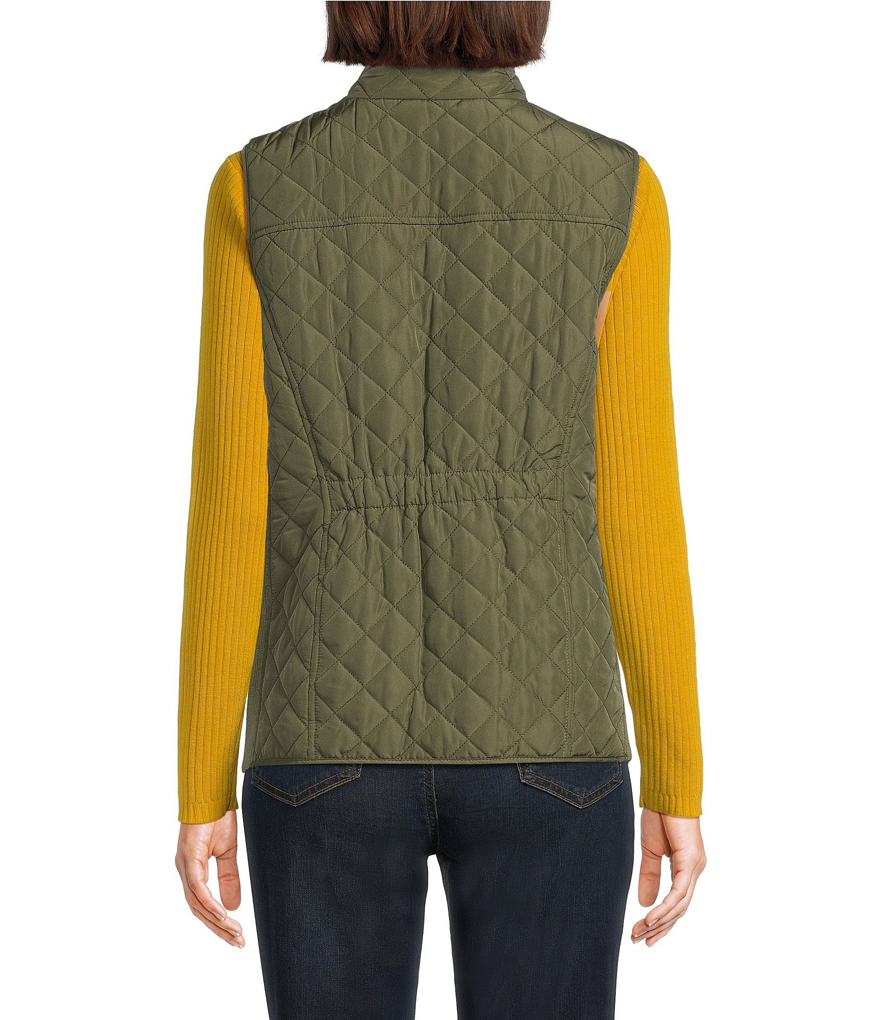 Jones New York Contrast Piping Zip Front Vest