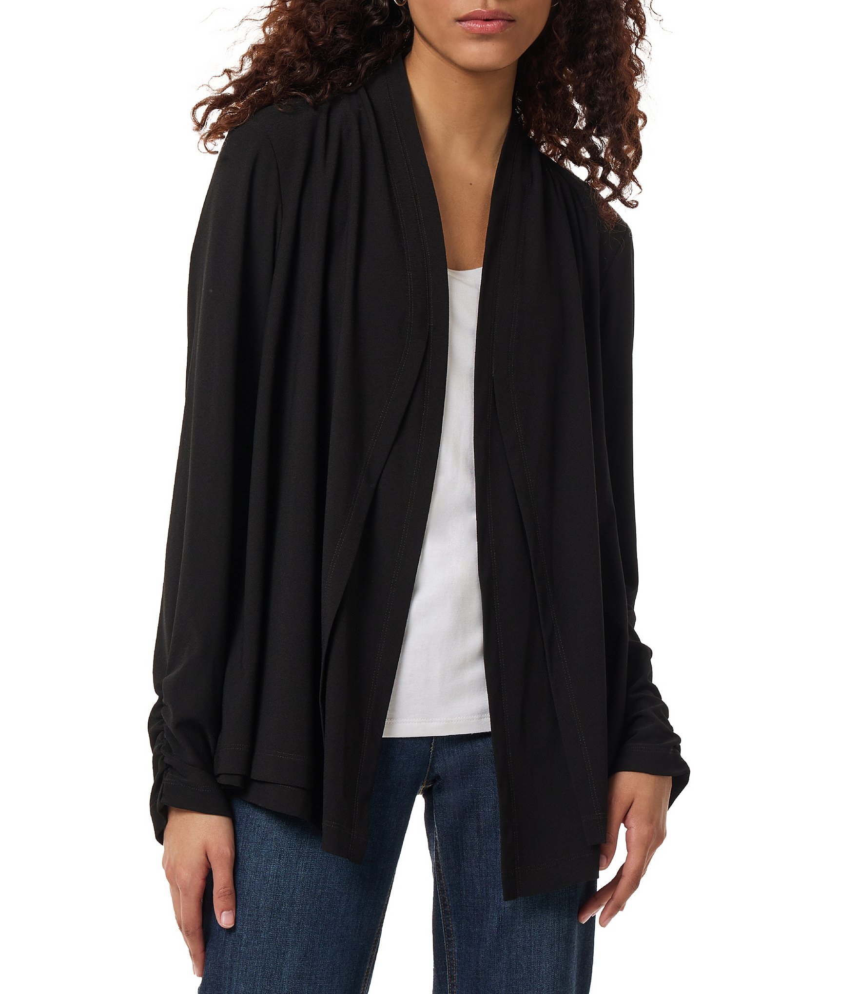 Jones New York Moss Crepe Long Sleeve Double Layer Cardigan | Dillard's