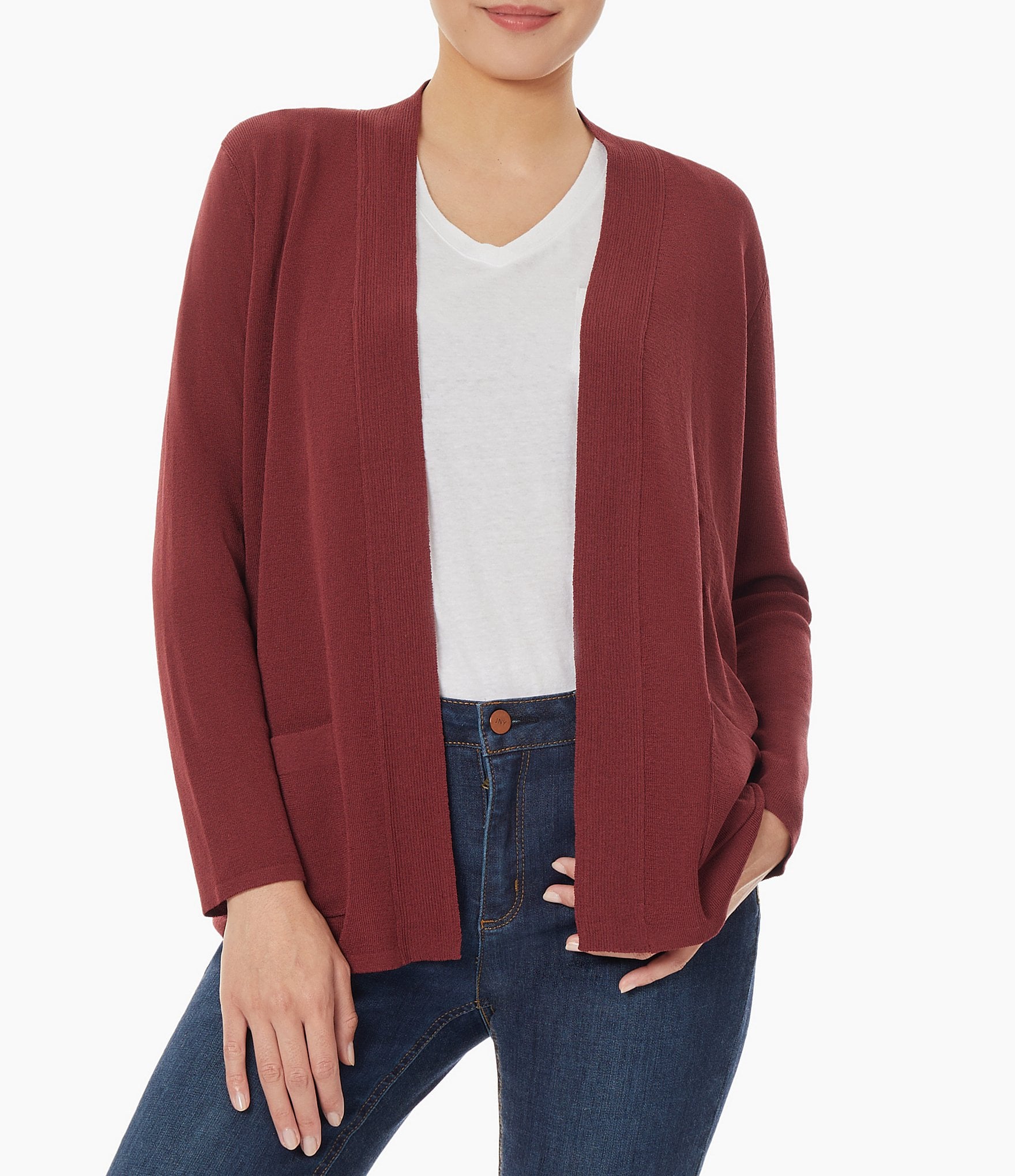 Burgundy open 2024 front cardigan