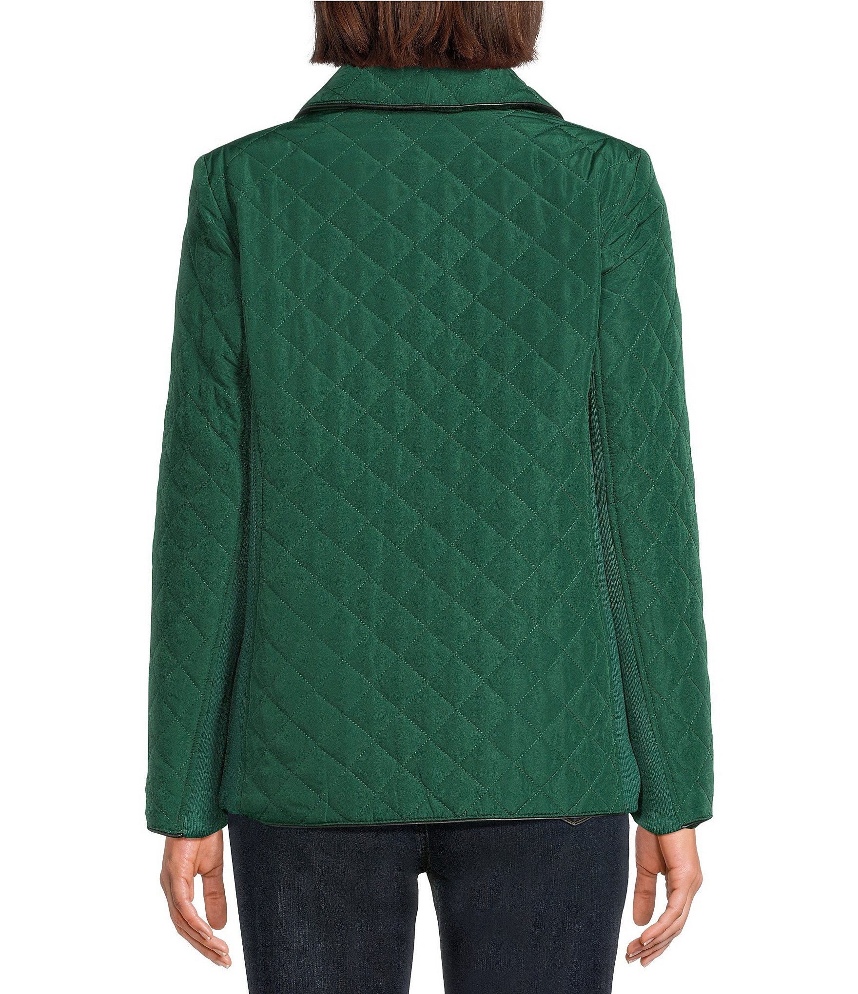 Jones New York Quilted Point Collar Front Snap Jacket