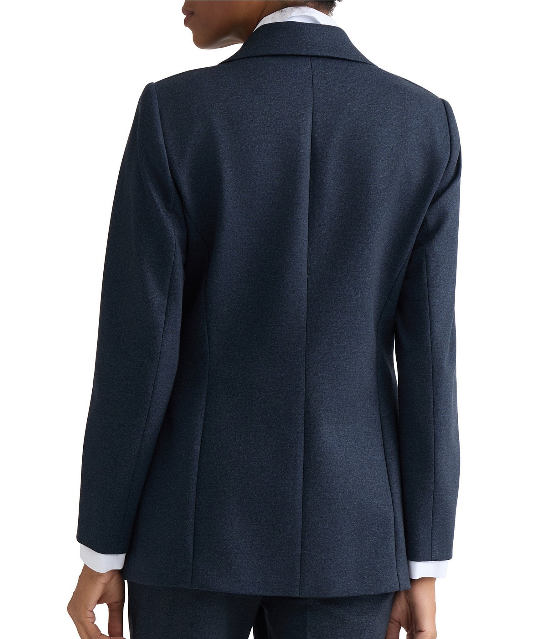 Jones New York Stretch Poplin Notch Collar Long Sleeve Jacket