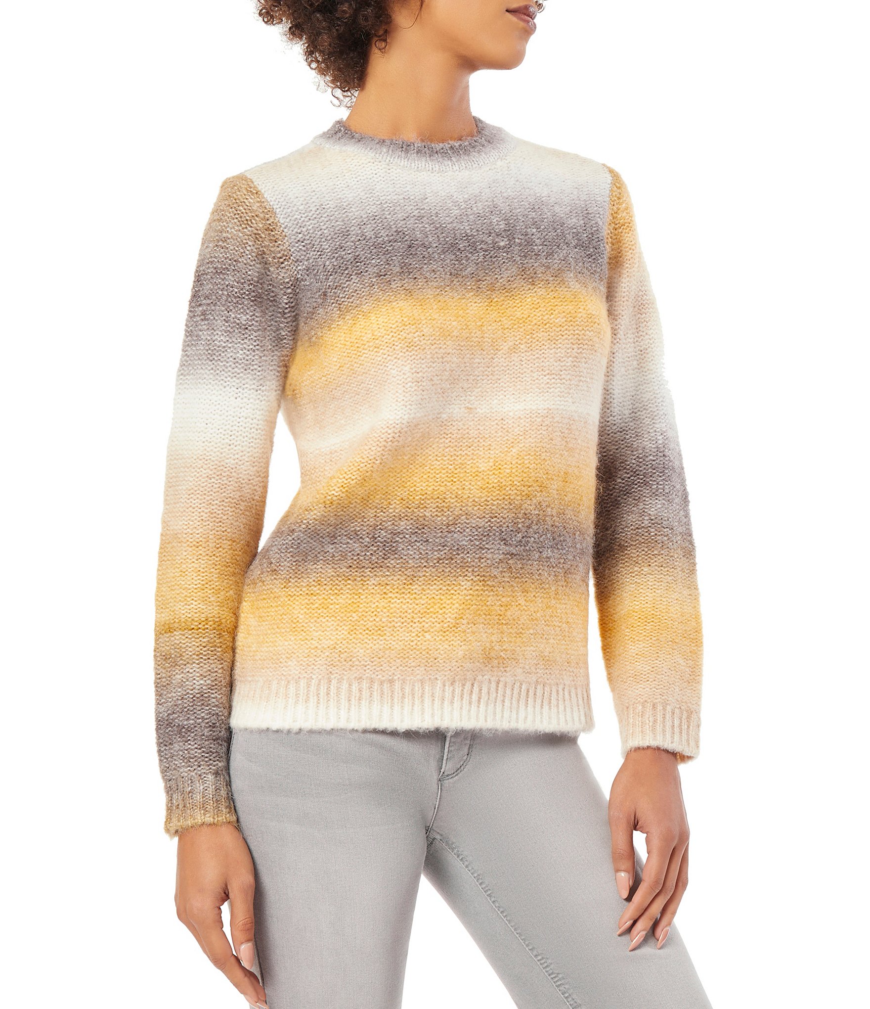 Jones New York Stripe Print Crew Neck Long Sleeve Sweater | Dillard's