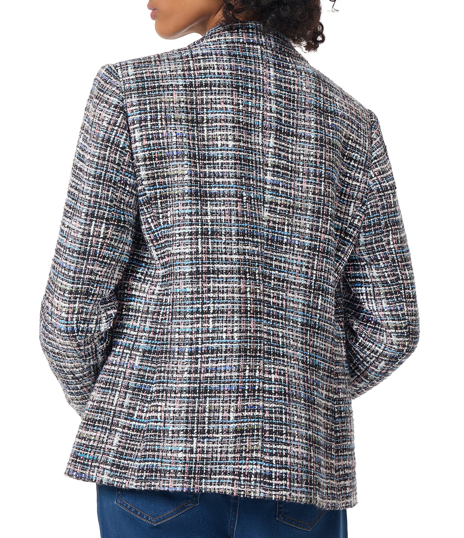 Jones New York Tweed Faux Double Breasted Blazer