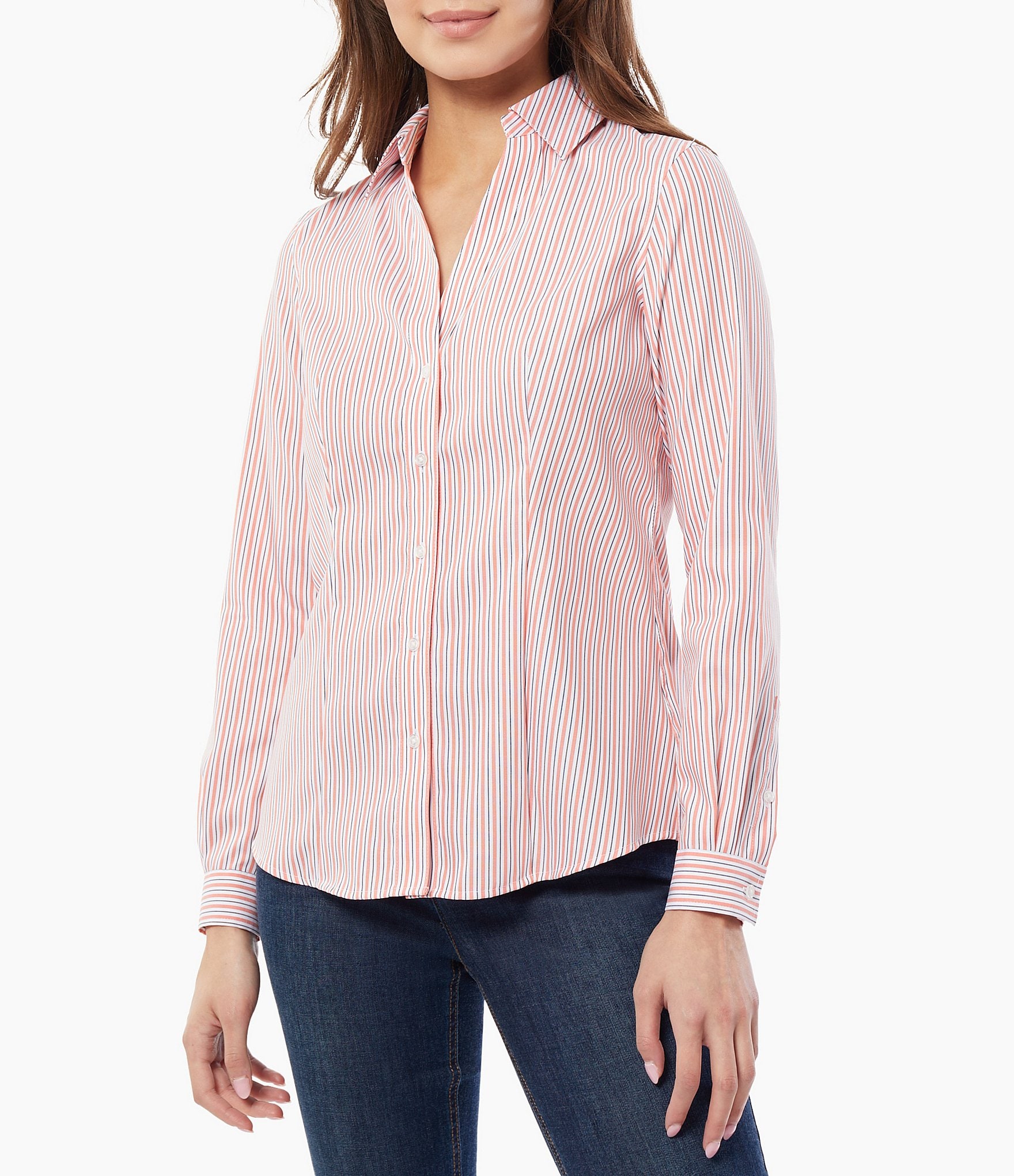 Lauren Ralph Lauren Women's Long Sleeve Striped Print Shirt