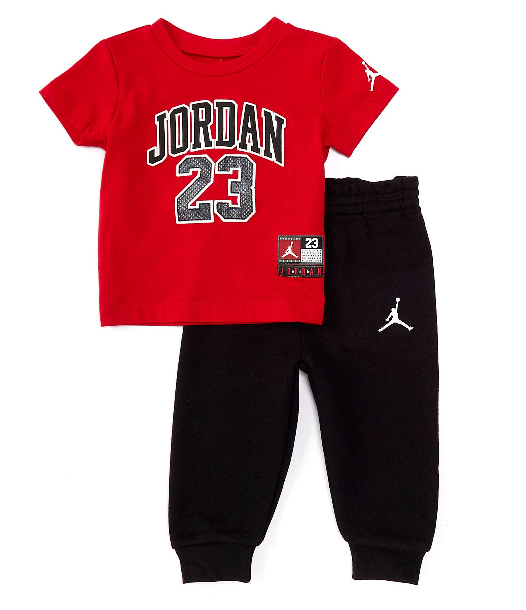 Jordan Baby Boys 12-24 Months Short Sleeve Lil Champ Allover Printed Tee & Solid Jogger Pants