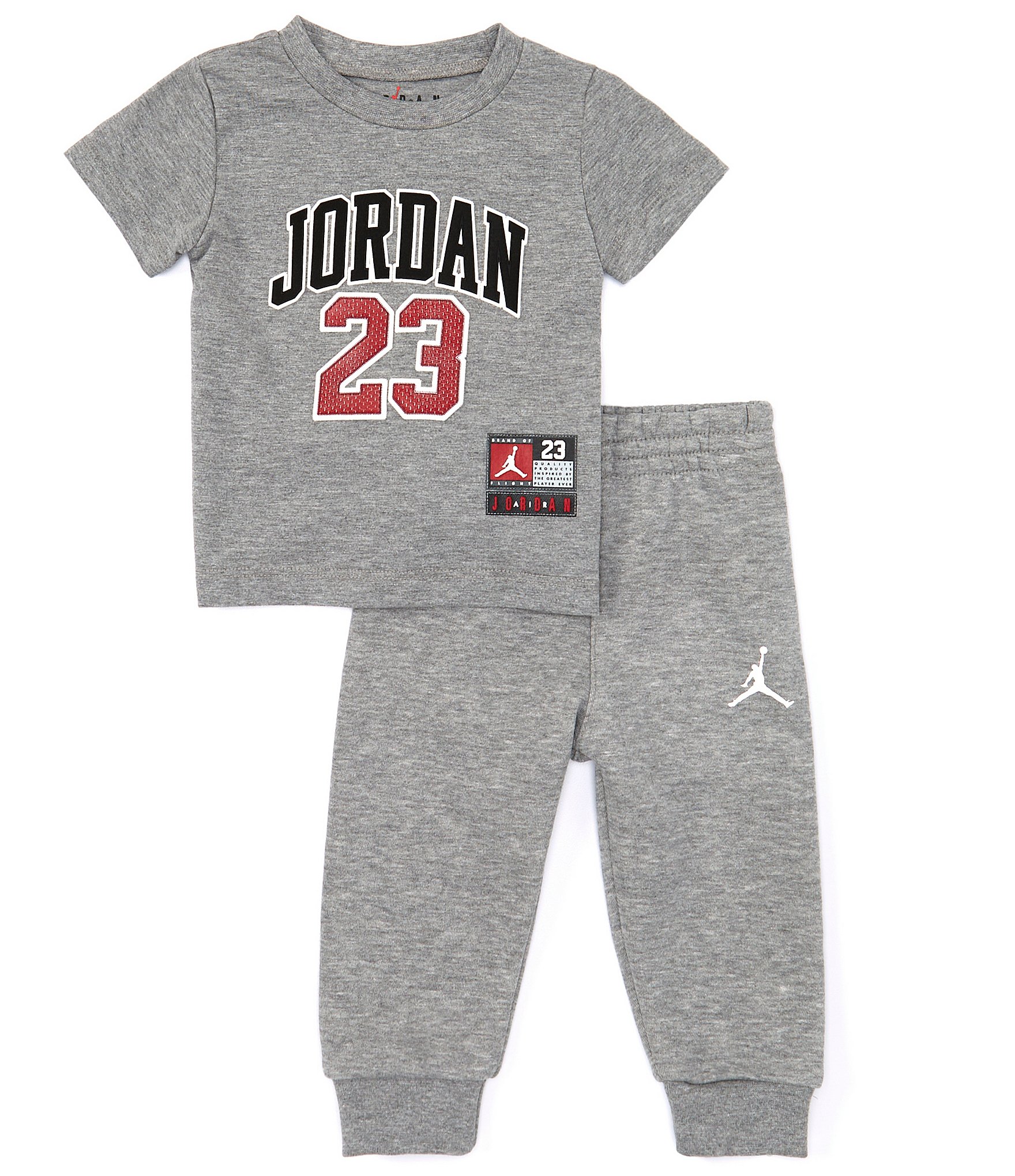 Jordan Baby Boys 12-24 Months Short Sleeve Lil Champ Allover Printed Tee & Solid Jogger Pants