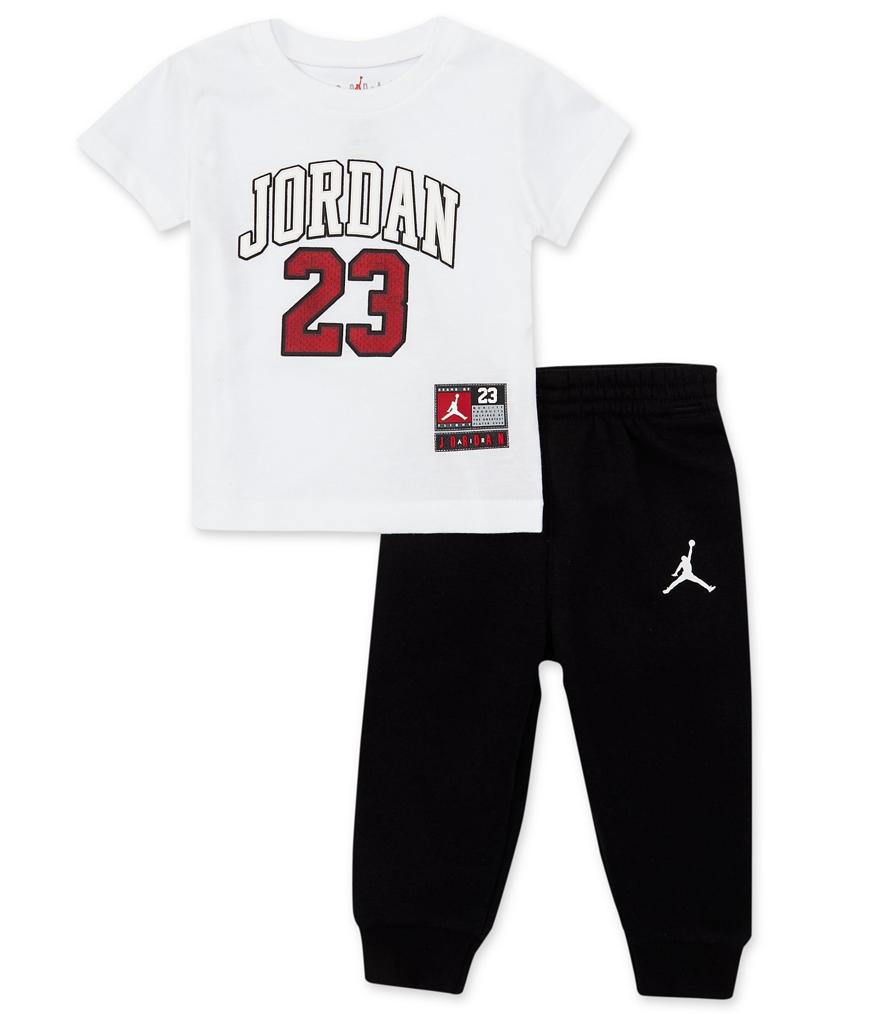 Jordan Baby Boys 12-24 Months Short Sleeve Lil Champ Allover Printed Tee & Solid Jogger Pants