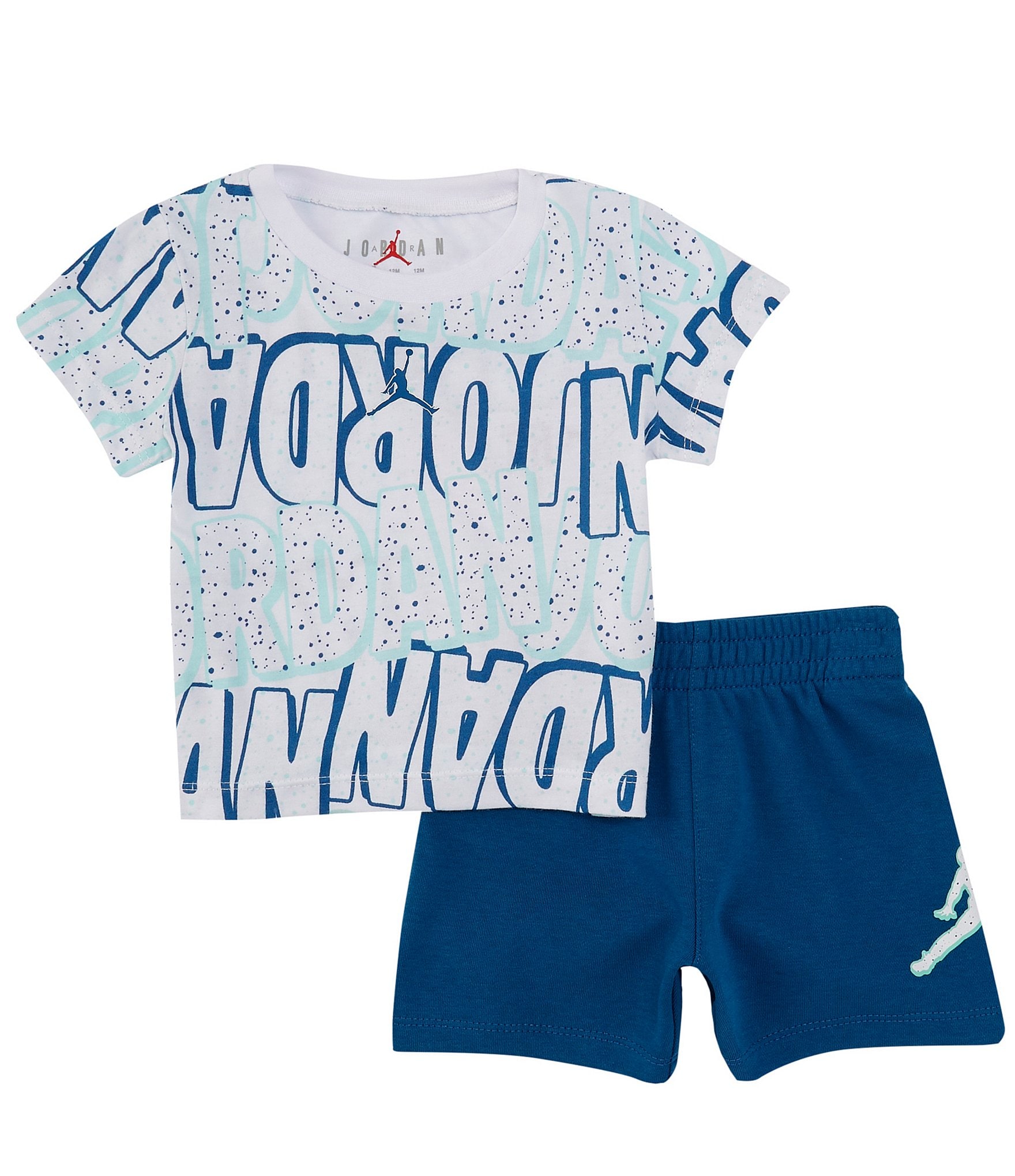 Jordan Baby Boys 12-24 Months Short-Sleeve Mixed-Media Logo T-Shirt & Solid Shorts Set