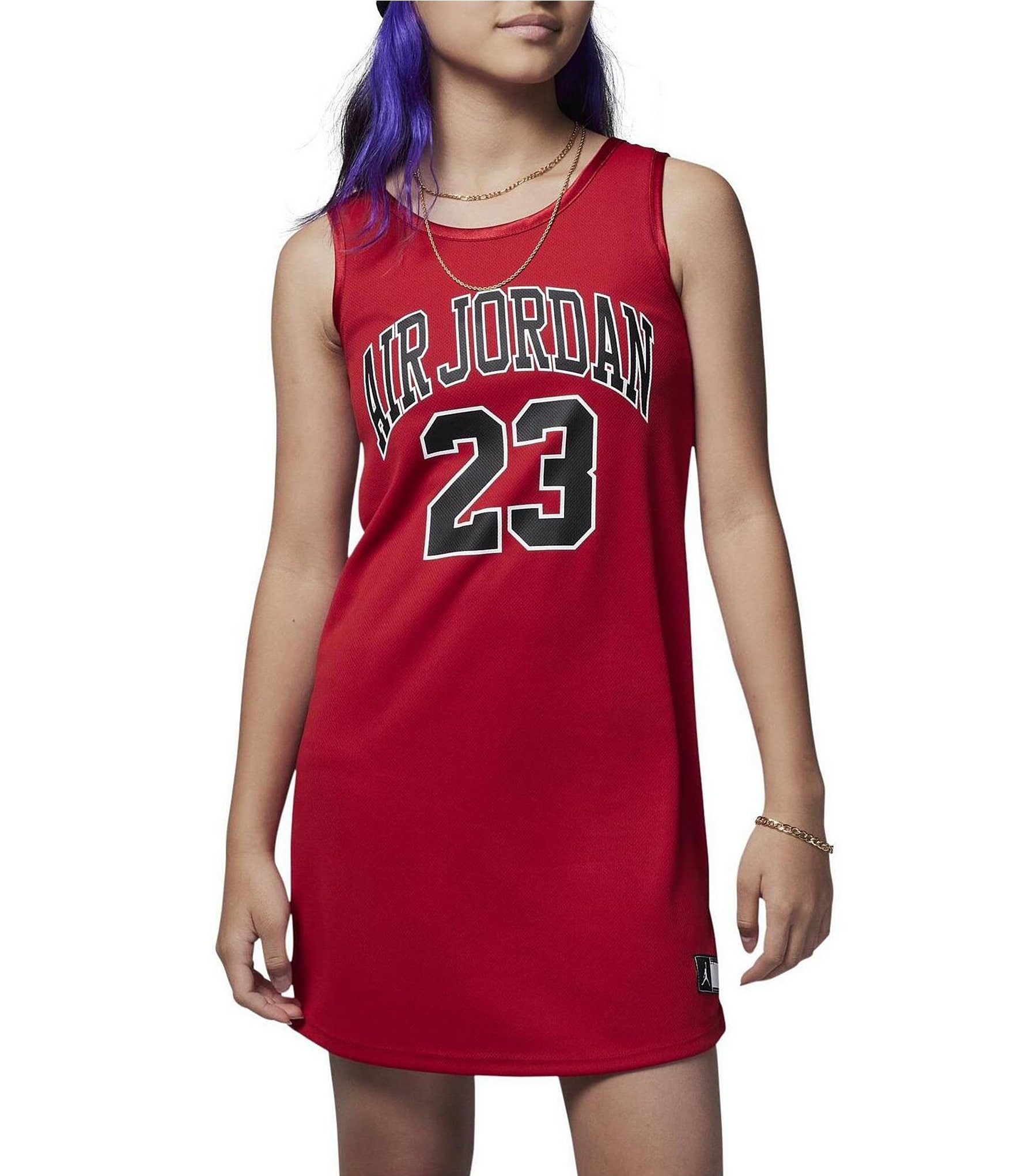 Jordan Big Girls' HBR Jersey Dress, Red, Size: Medium, Polyester