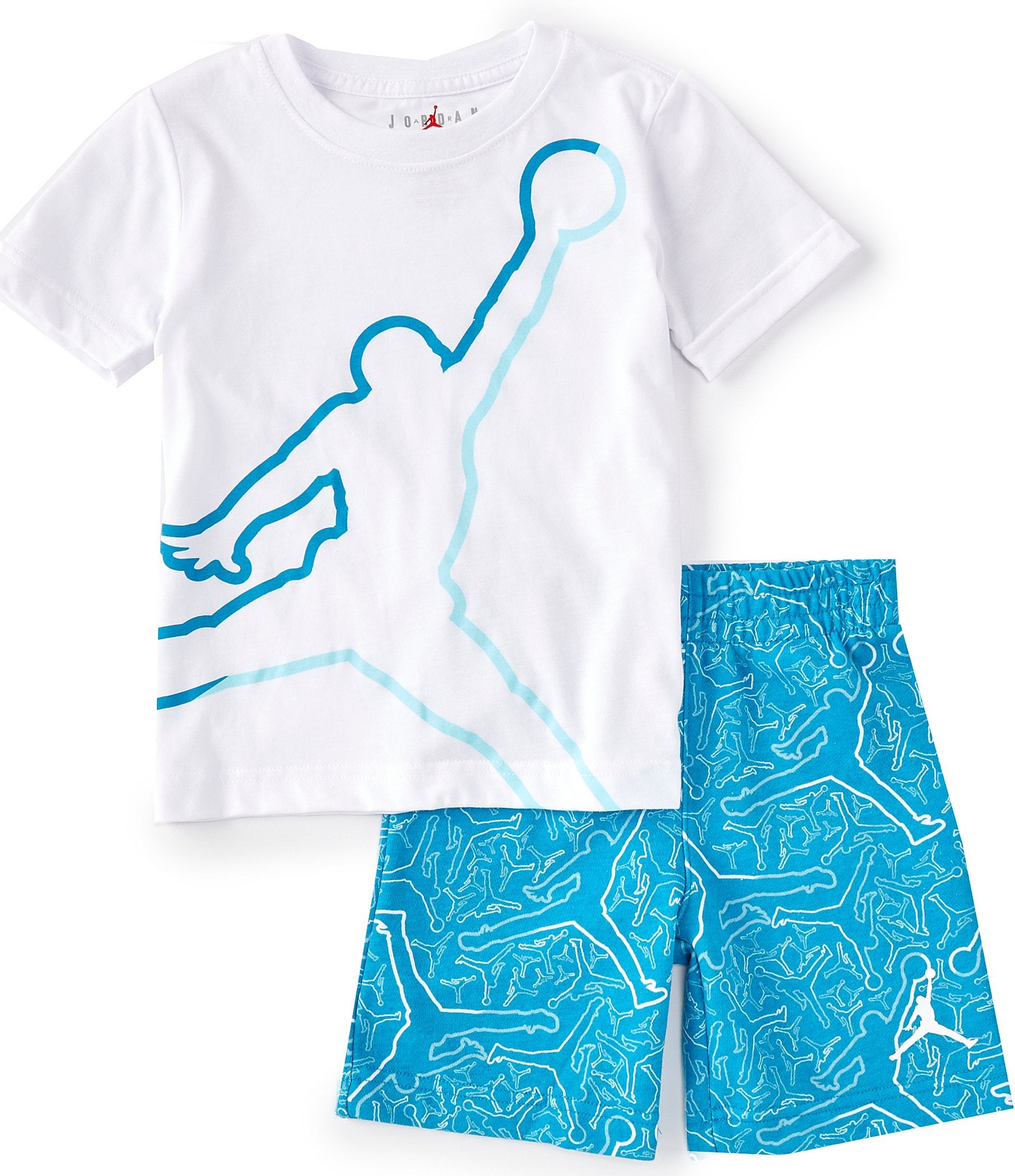 Calvin Klein Little Boys 2T-7 Short Sleeve Jersey Logo Tees & French Terry  Shorts 3-Piece Set