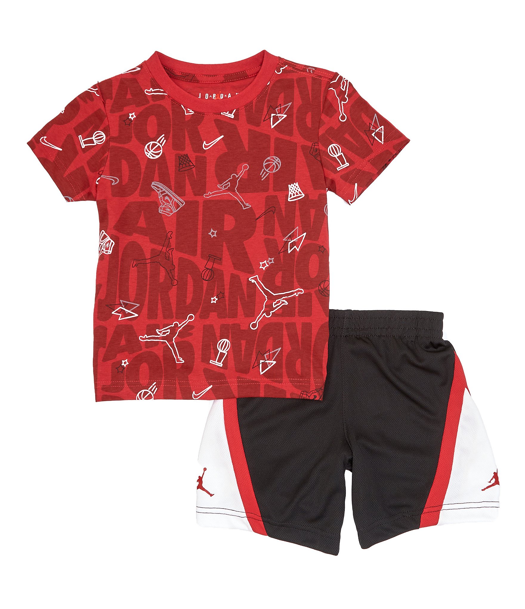 Jordan Little Boys 2T-7 Short-Sleeve Playground Jersey Tee & Color Block  Mesh Shorts Set