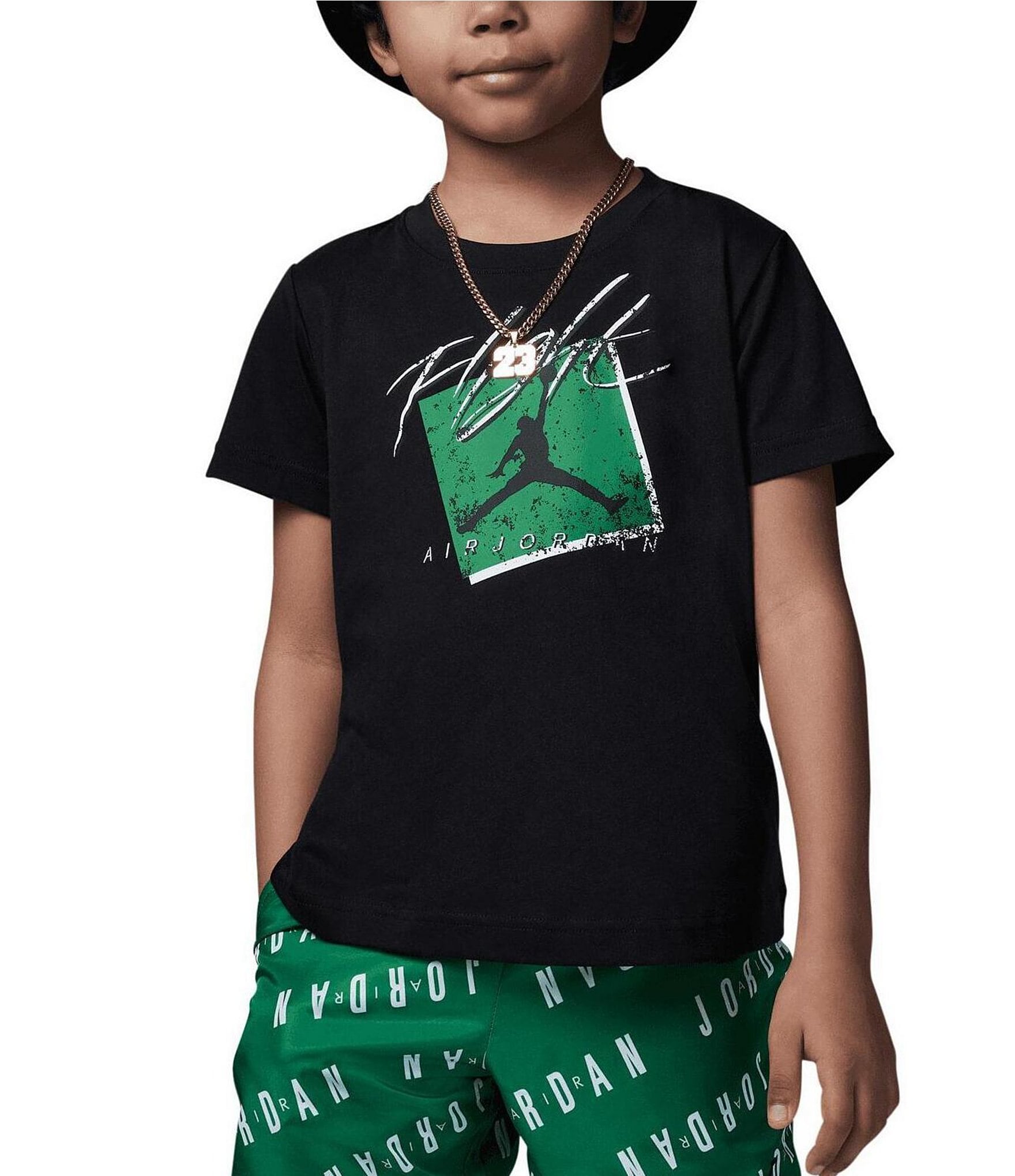 Jordan Little Boys Practice Flight Short Sleeve T-Shirt - Black - Size 6