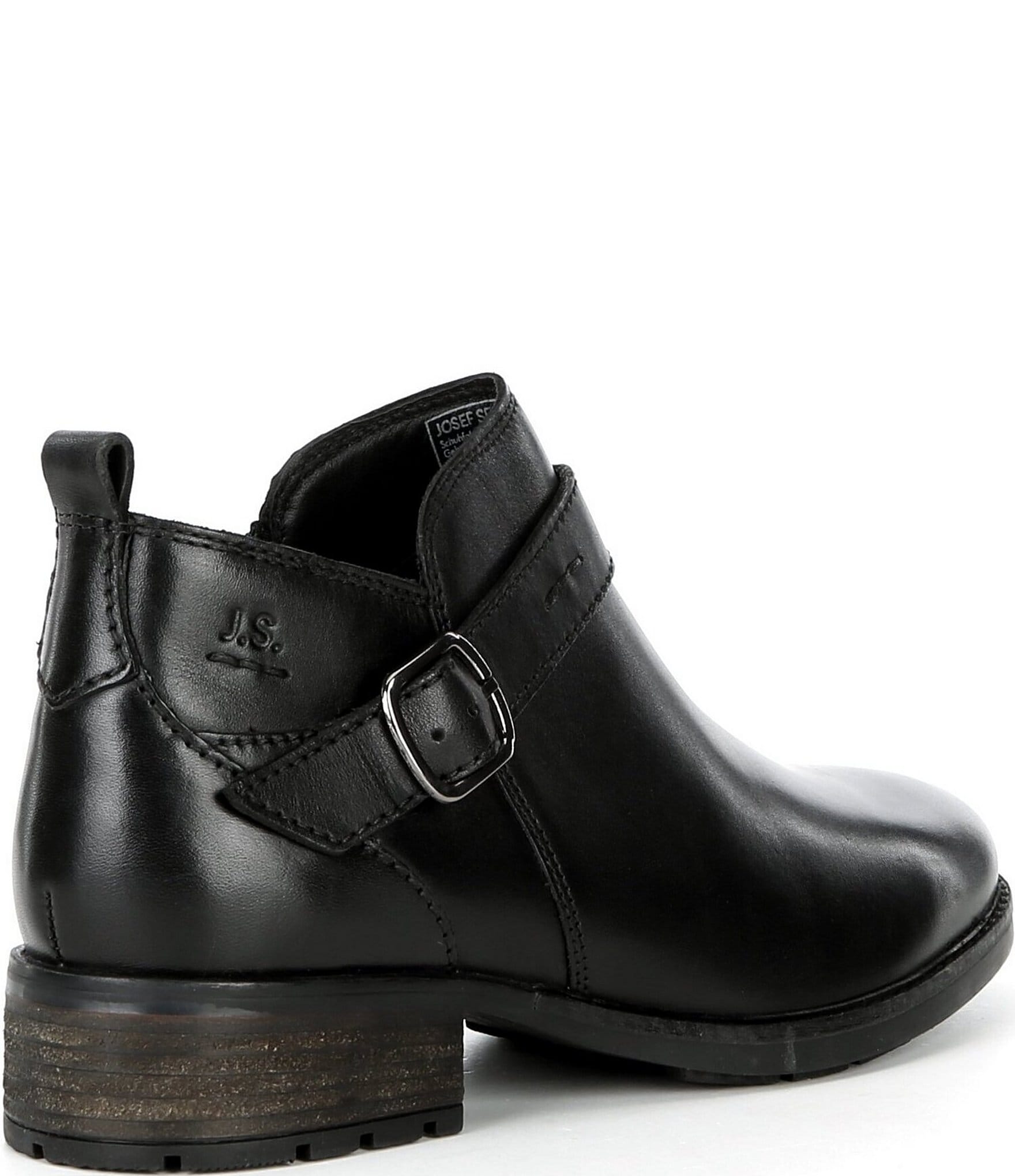 Josef Seibel Kate 10 Leather Buckle Detail Zipper Booties