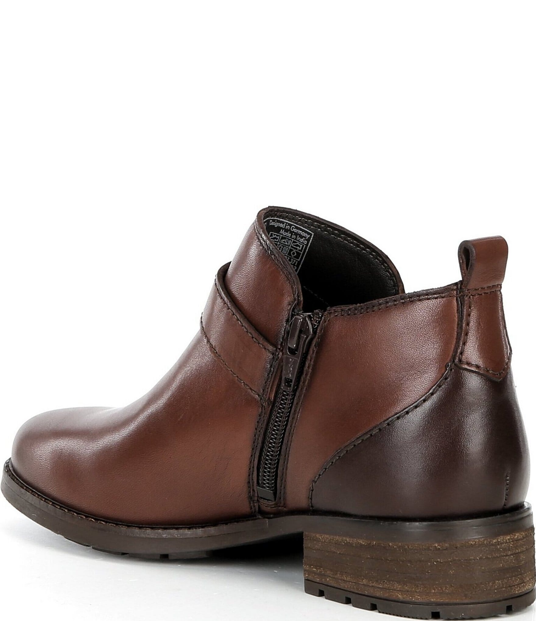 Josef Seibel Kate 10 Leather Buckle Detail Zipper Booties