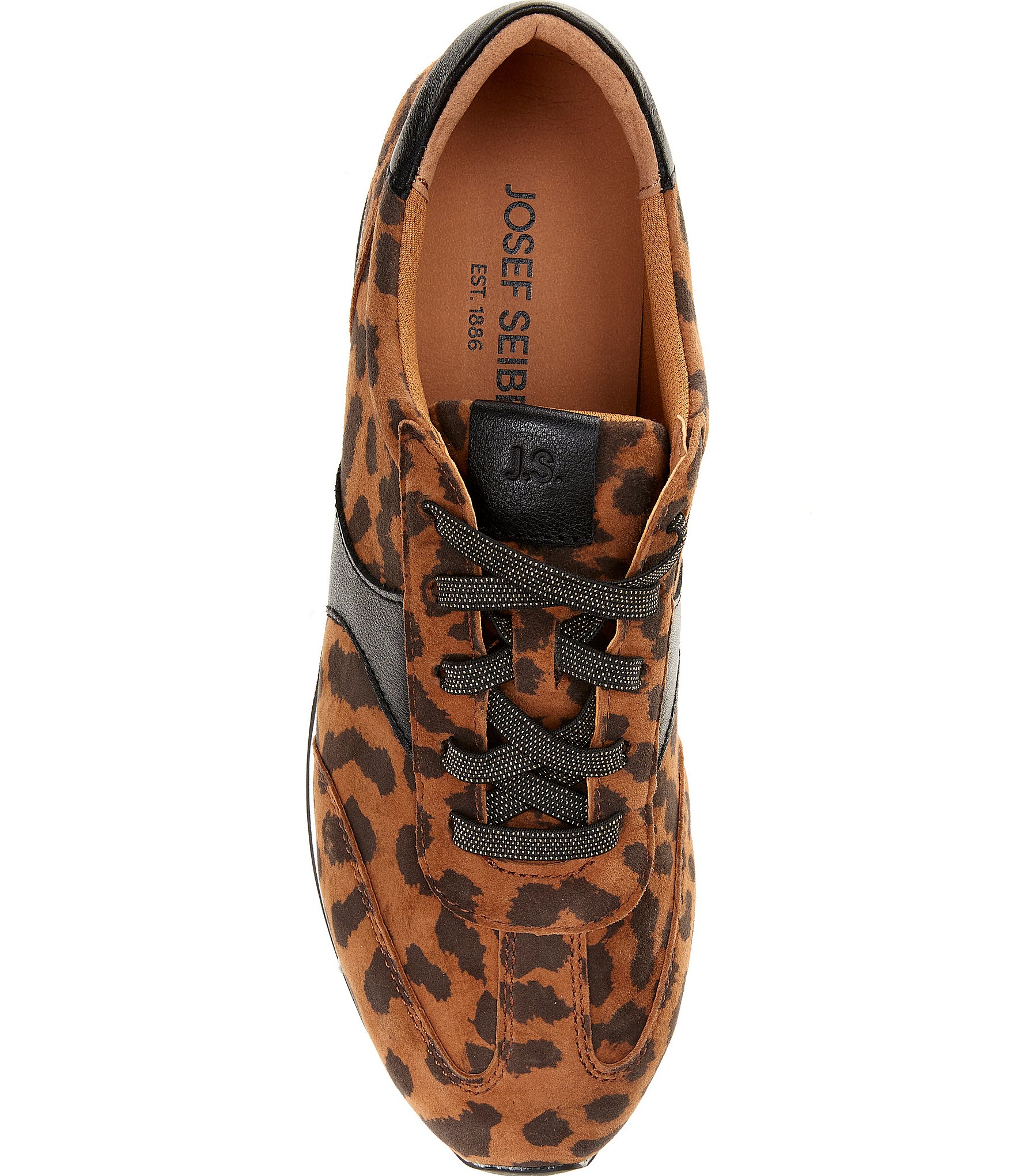 Josef Seibel Miley 04 Leopard Print Lace Up Leather Sneakers