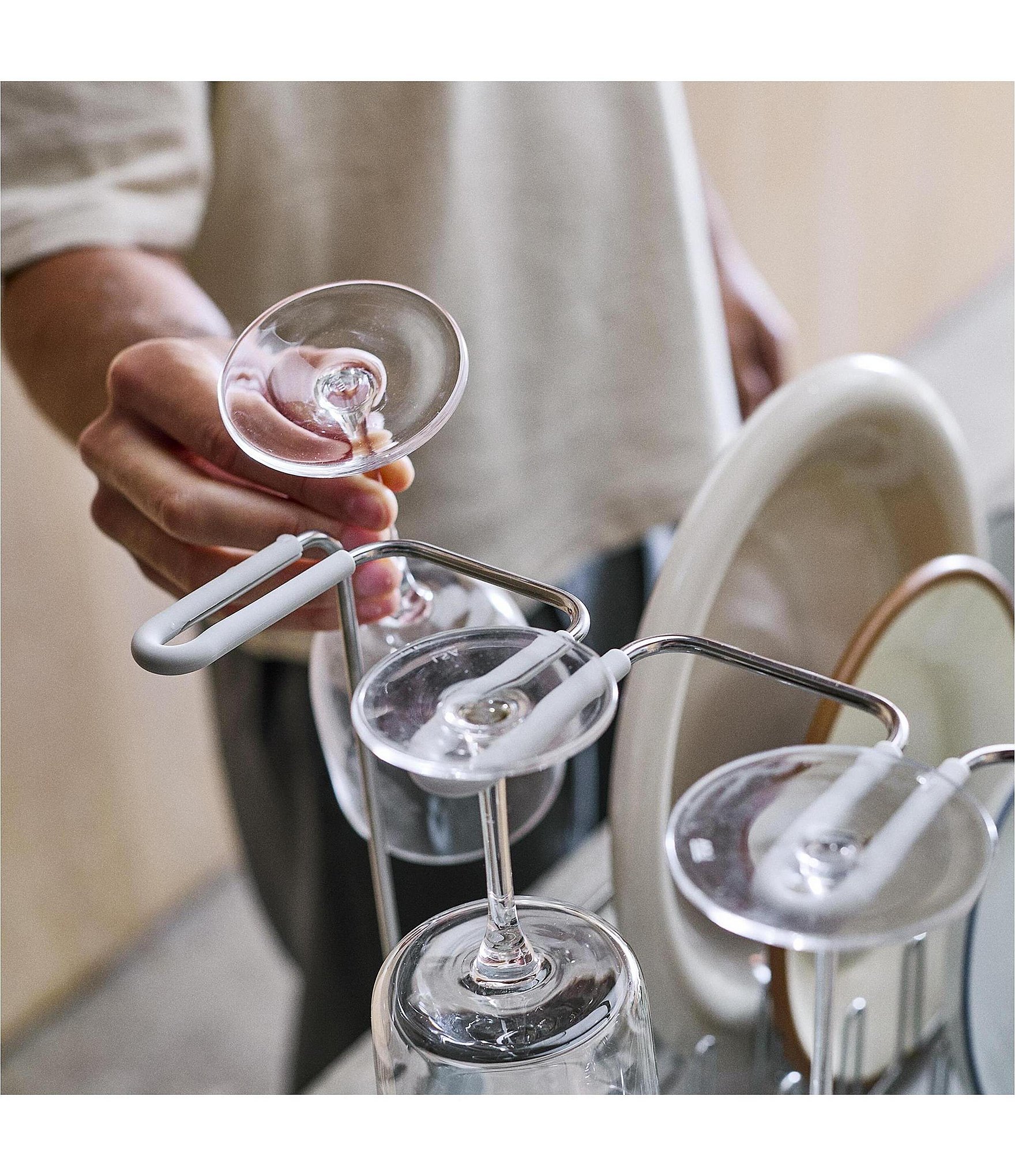 Joseph Joseph Extend Steel Plus Expandable Dish Rack with Wine Glass Holder