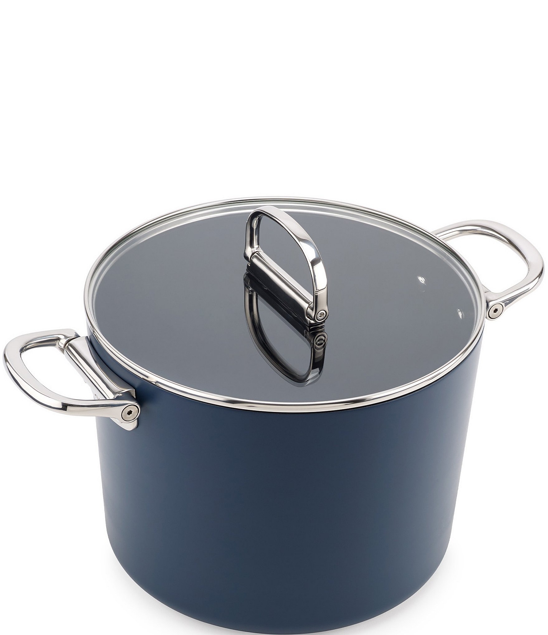 Joseph Joseph Space Folding Handle Ceramic Non-Stick Dark Blue 8.5 Quart Stock Pot & Lid