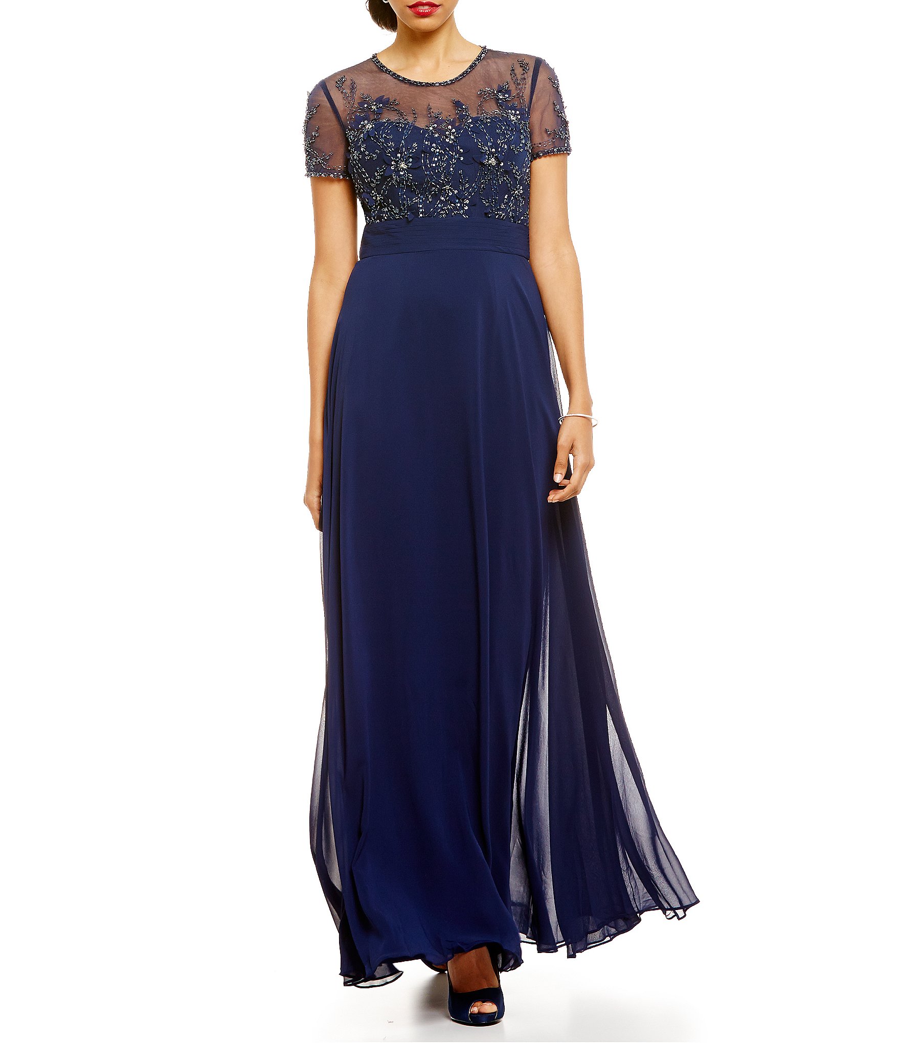 JS Collections Embellished Floral-Lace Gown | Dillards