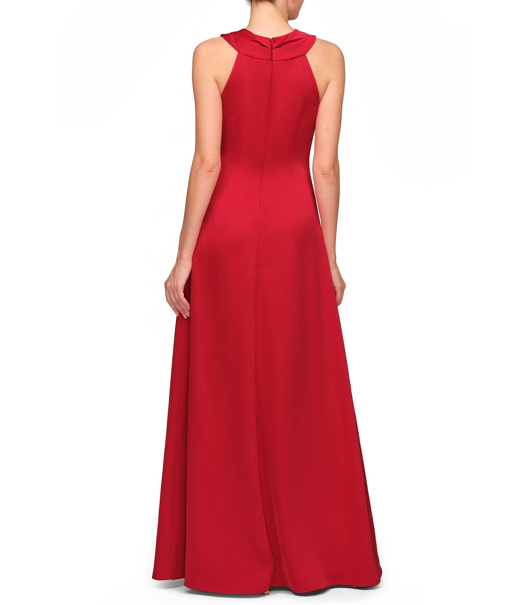 JS Collections Maci Satin Halter Neck Sleeveless A-Line Gown
