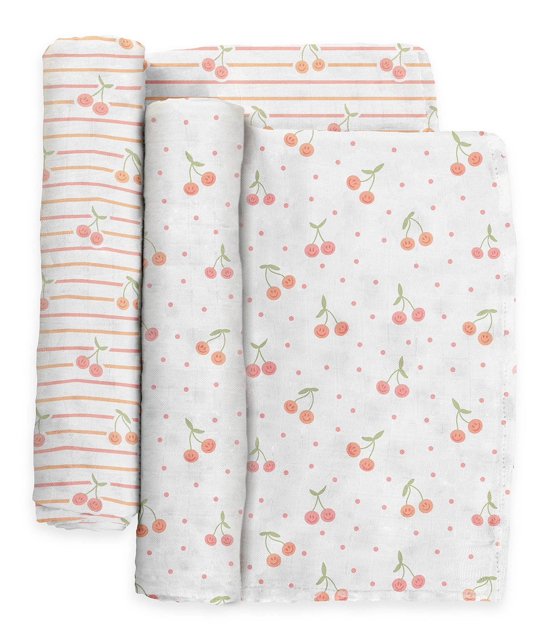 JuJuBe Everyday Essentials Cherry Cute Swaddle Blankets, Reversible Blanket, Socks, Bib, & Teether Ring, Baby Bundle