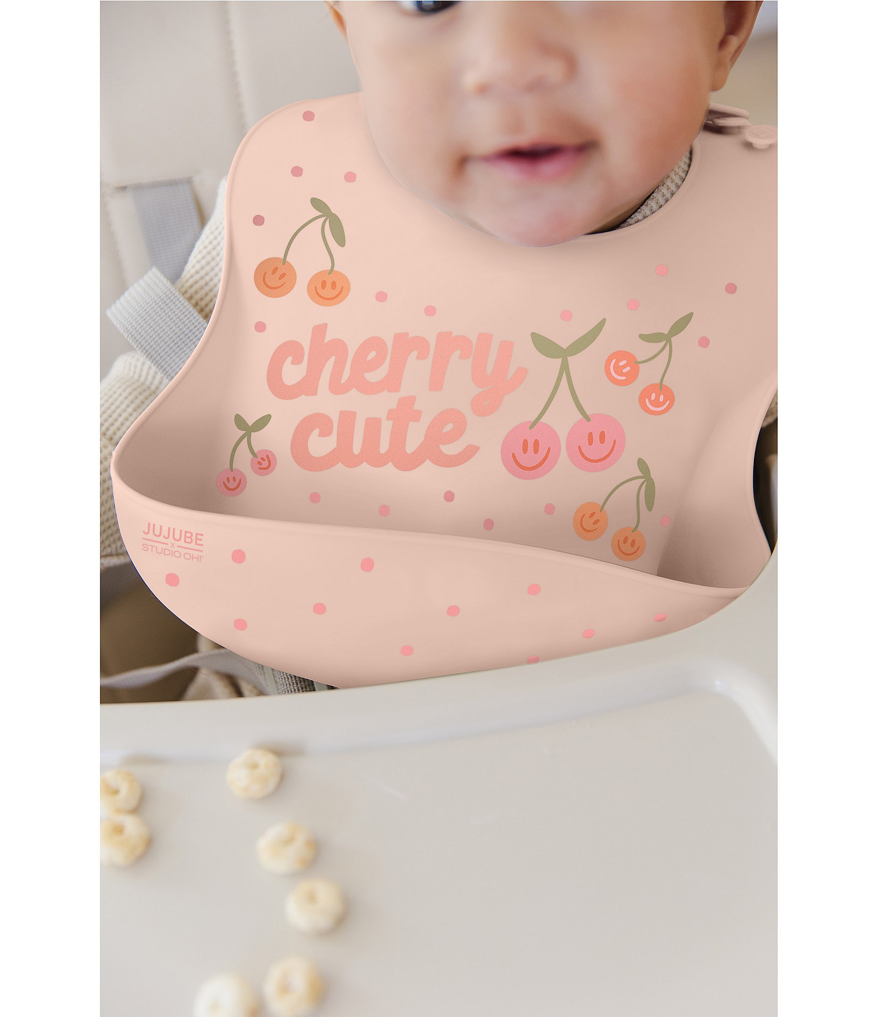 JuJuBe Everyday Essentials Cherry Cute Swaddle Blankets, Reversible Blanket, Socks, Bib, & Teether Ring, Baby Bundle