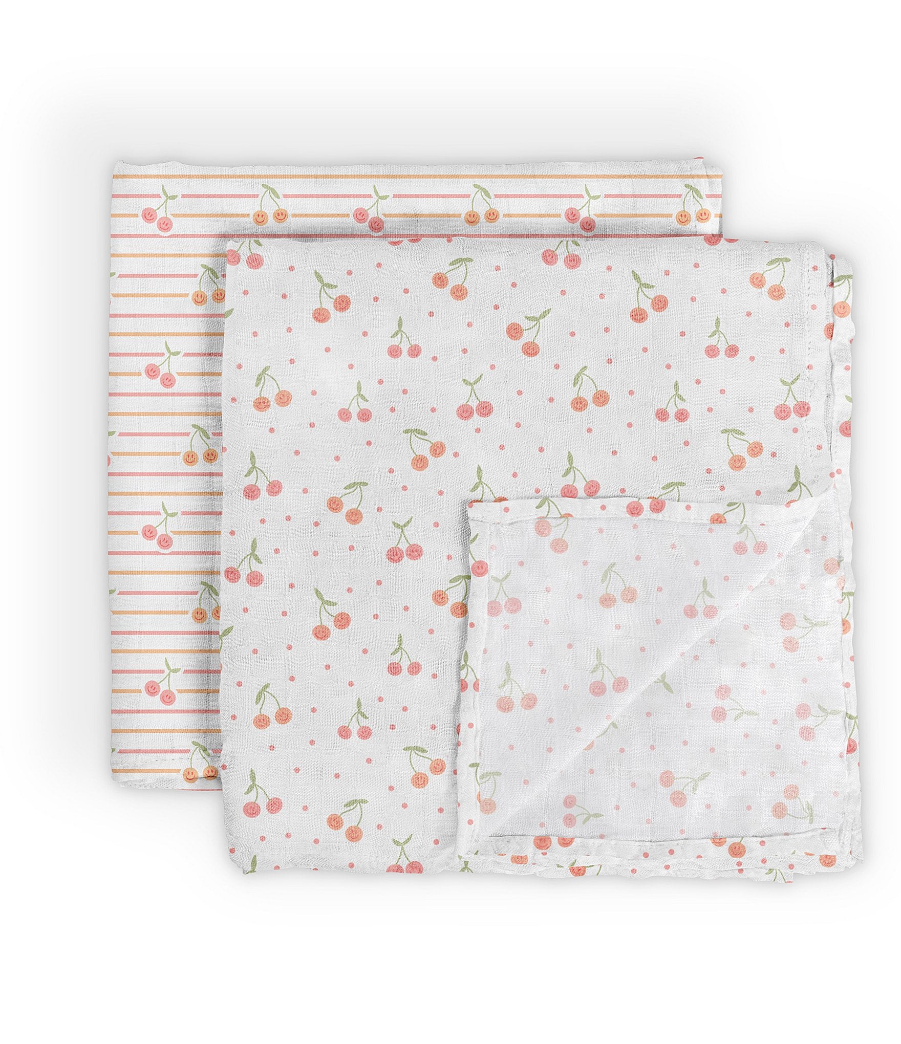 JuJuBe Everyday Essentials Cherry Cute Swaddle Blankets, Reversible Blanket, Socks, Bib, & Teether Ring, Baby Bundle