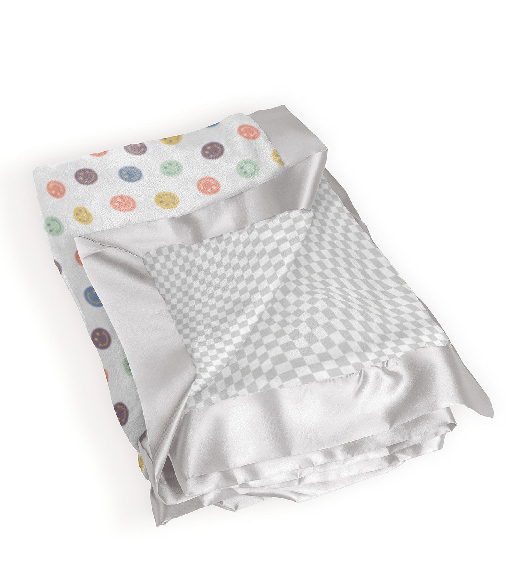 JuJuBe Everyday Essentials Happy Baby Vibes Swaddle Blankets, Reversible Blanket, Socks, Bib, & Teether Ring, Baby Bundle