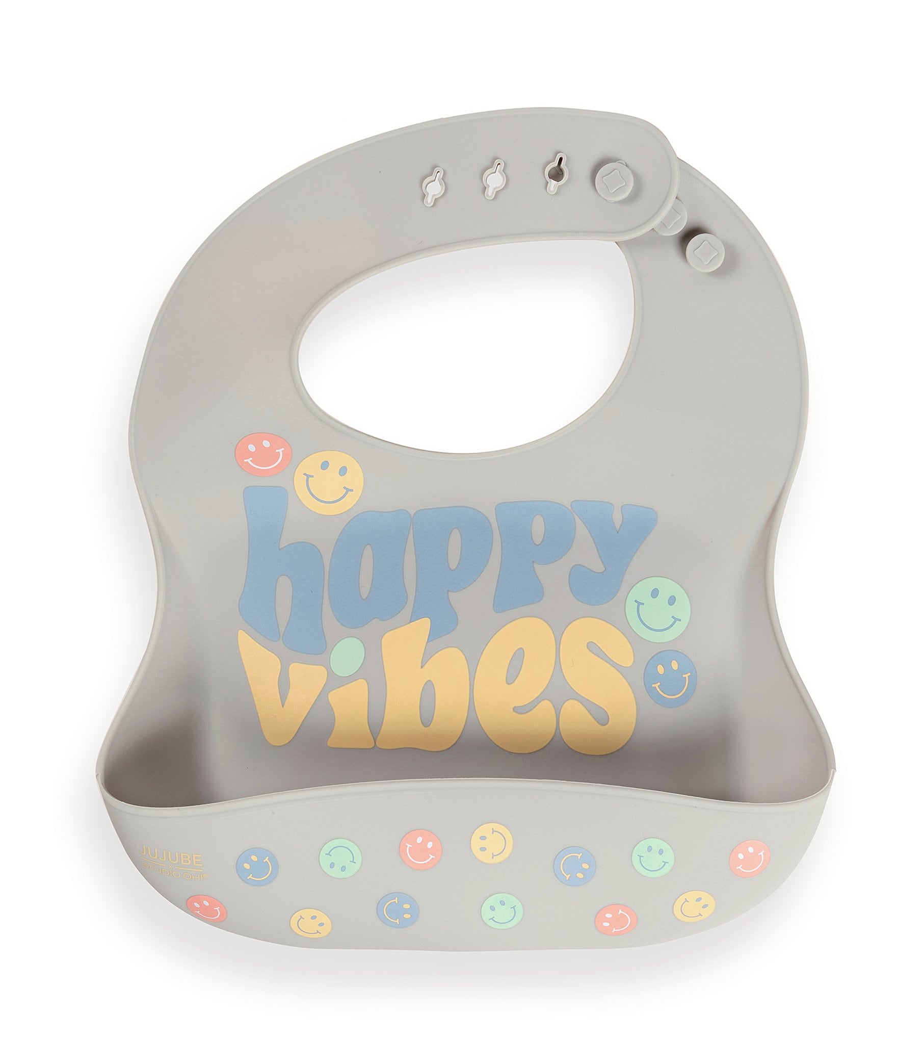 JuJuBe Everyday Essentials Happy Baby Vibes Swaddle Blankets, Reversible Blanket, Socks, Bib, & Teether Ring, Baby Bundle