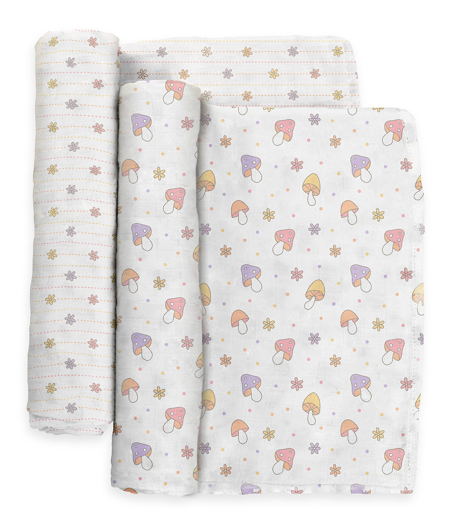 JuJuBe Everyday Essentials Mushy Love Swaddle Blankets, Reversible Blanket, Socks, Bib, & Teether Ring, Baby Bundle