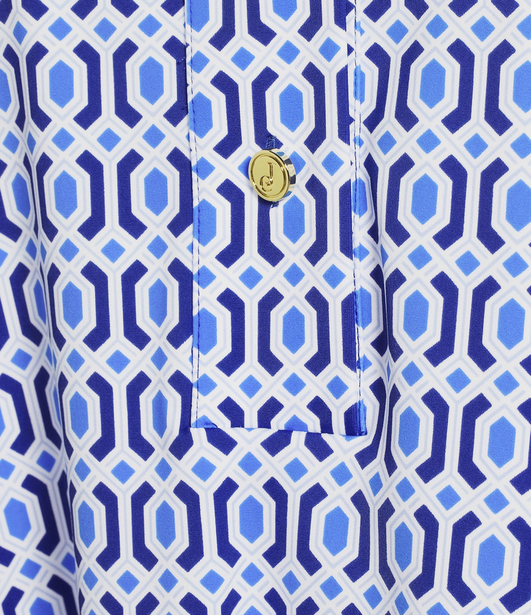 Jude Connally Belinda Terrace Geo Print Jude Cloth Stretch Knit Wrinkle-Free Stand Collar Stand Collar 3/4 Sleeve Top