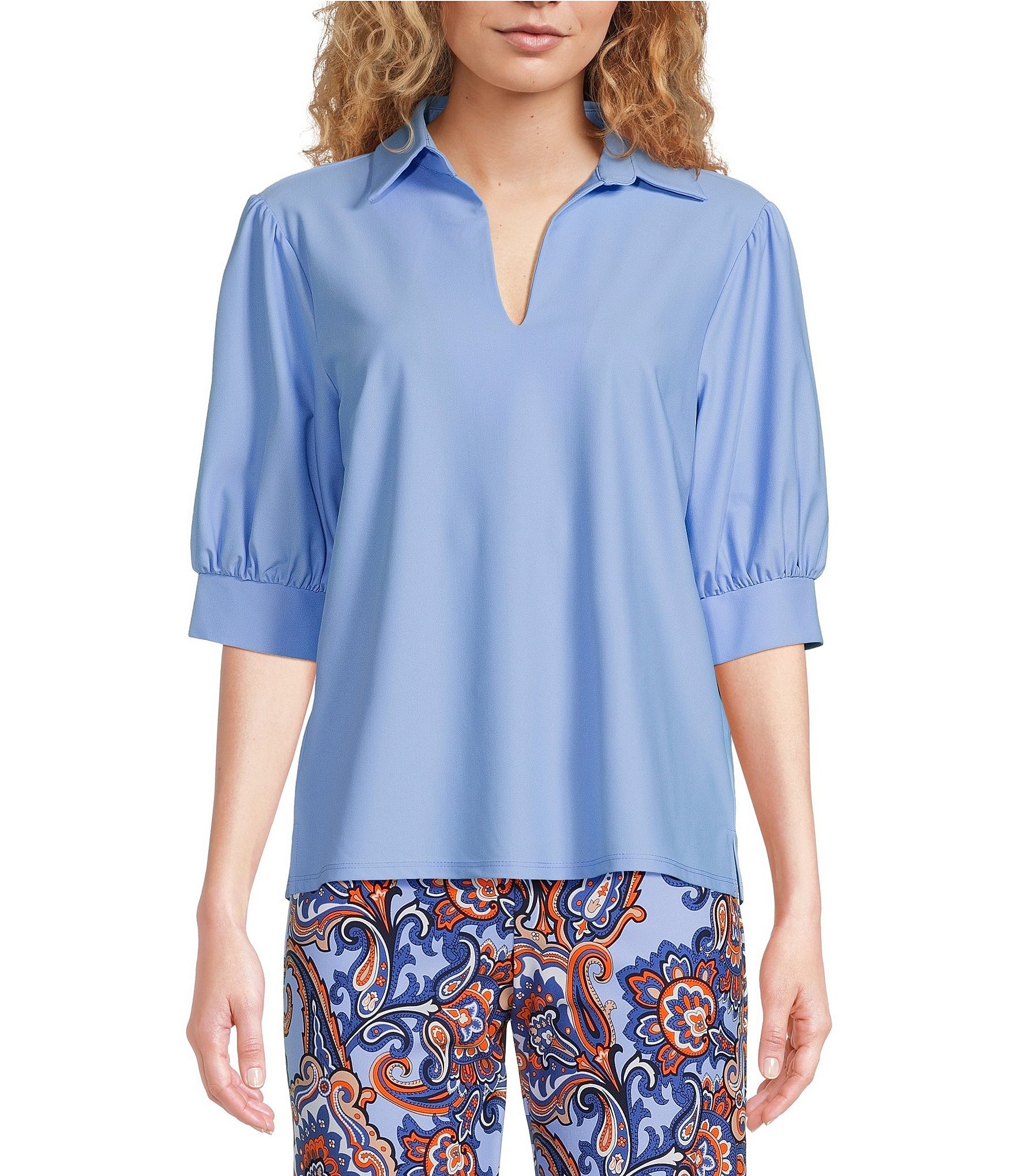 Spanx AirEssentials Short Puffed Sleeve Round Neck 'At-the-Hip' Shirt