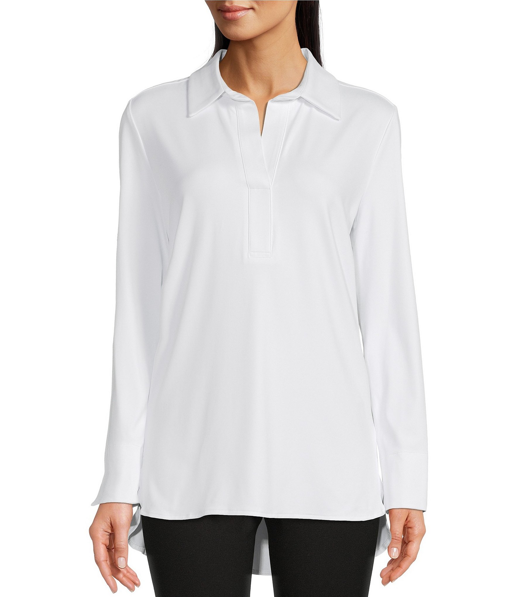 Jude Connally Hadley Long Roll-Tab Sleeve Point Collar High-Low Tunic