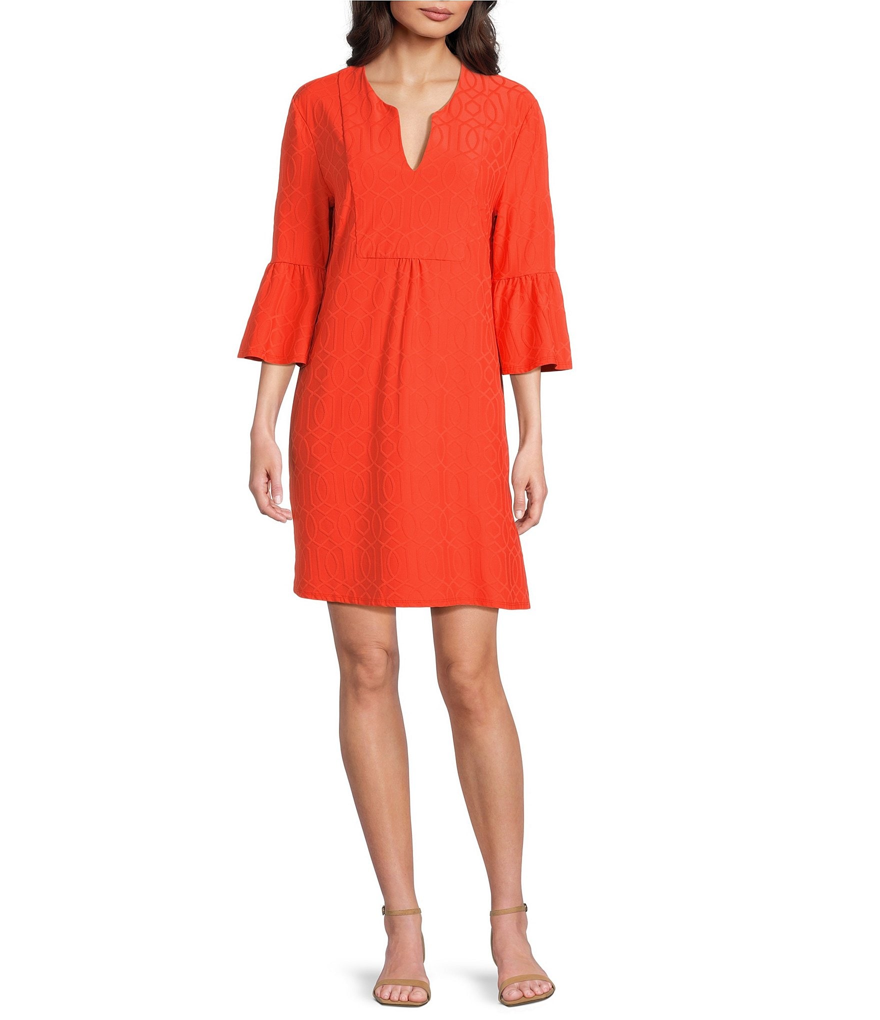 Jude Connally Kerry Jacquard Grand Links Split V-Neck 3/4