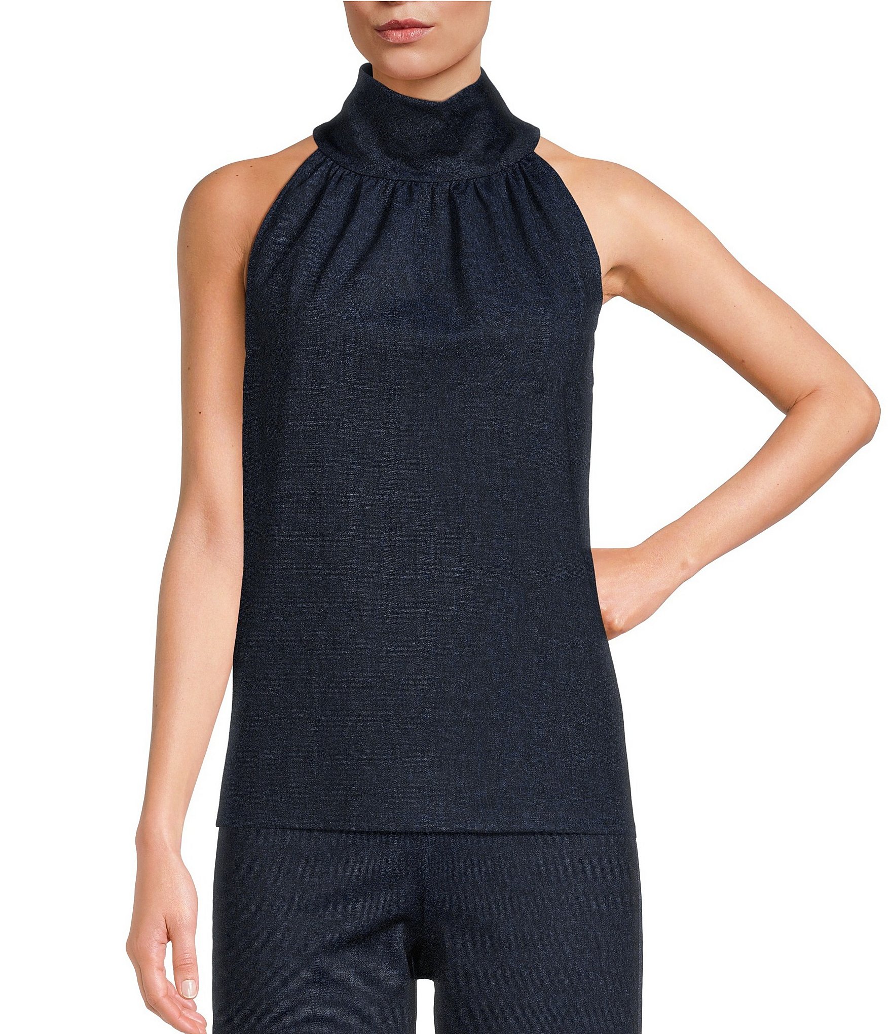 Jude Connally Paris Stretch Knit Denim Halter Neck Sleeveless Top |  Dillard's