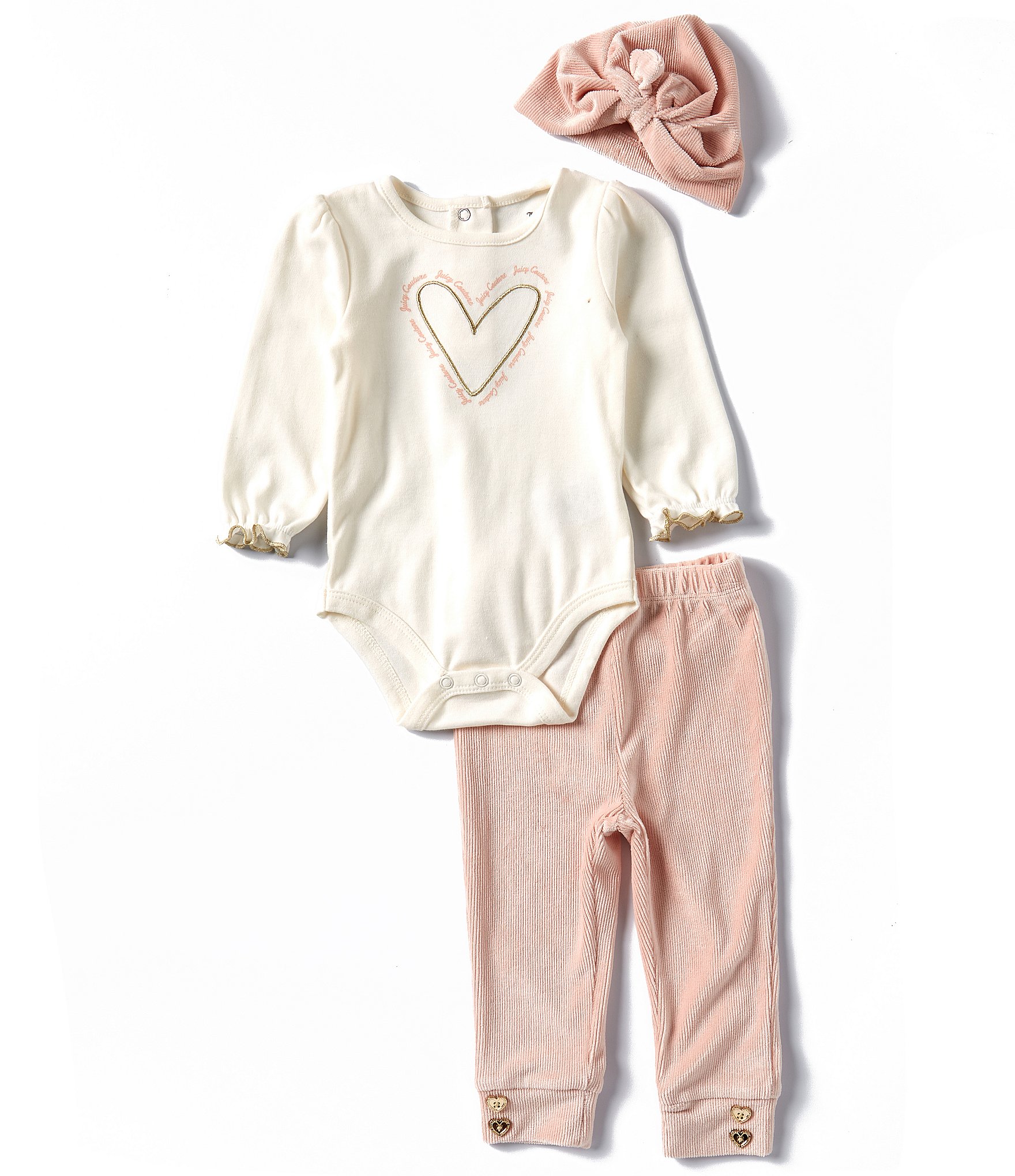 Juicy Couture Baby Girls Newborn-6 Months Long Sleeve Heart-Motif Bodysuit & Leggings Set