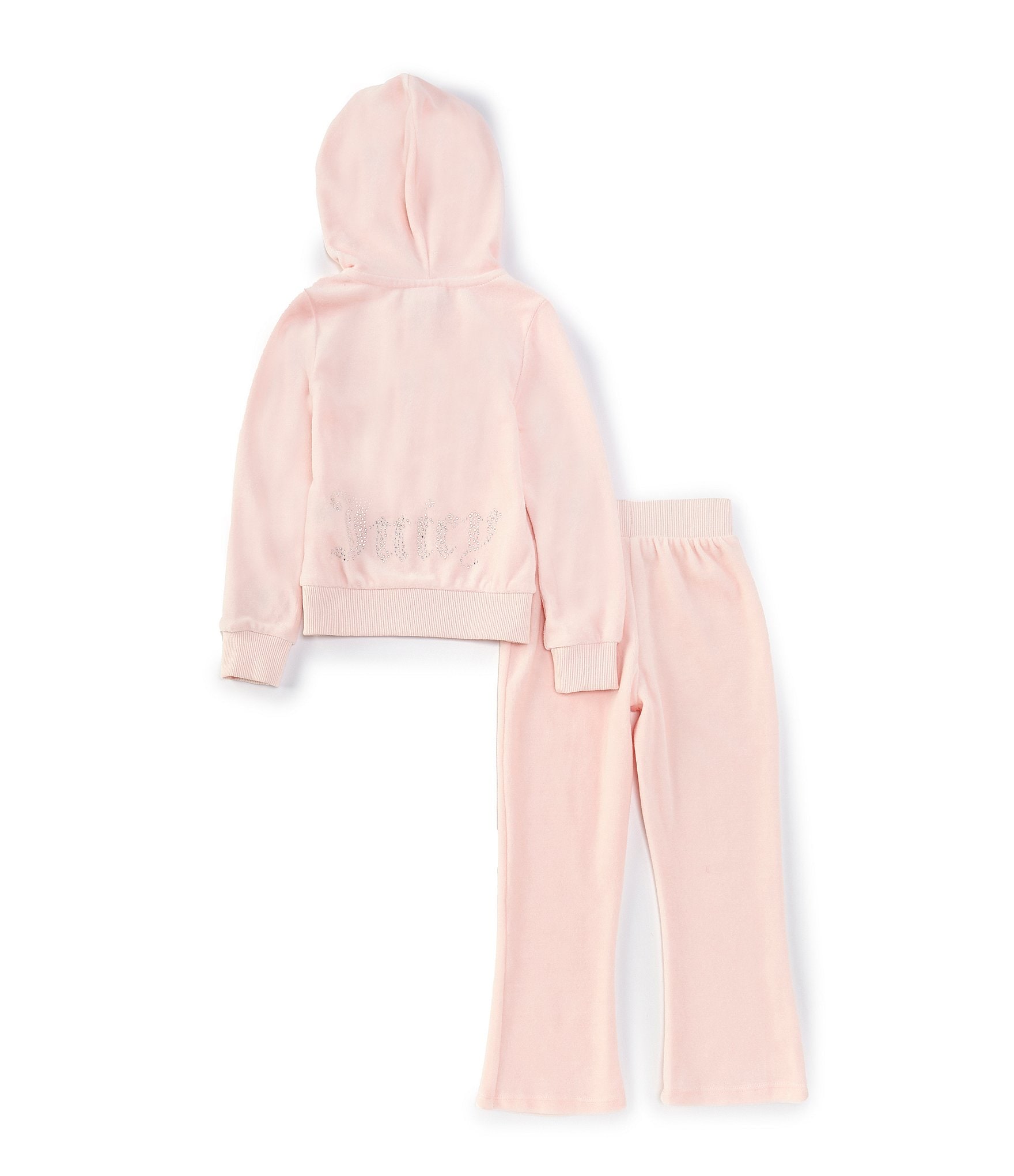 Juicy Couture Little Girls 2T-6X Long Sleeve Velour Hooded Jacket & Matching Jogger Pant Set