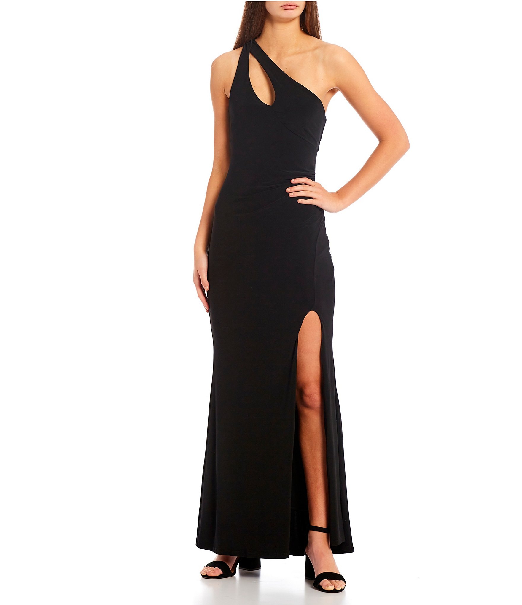 Jump One Shoulder Cutout Side Slit Long Dress | Dillard's
