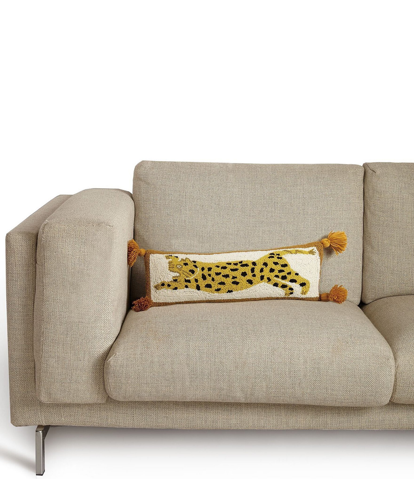 Jungalow Chi Chi Leopard Tasseled Wool Hook Pillow