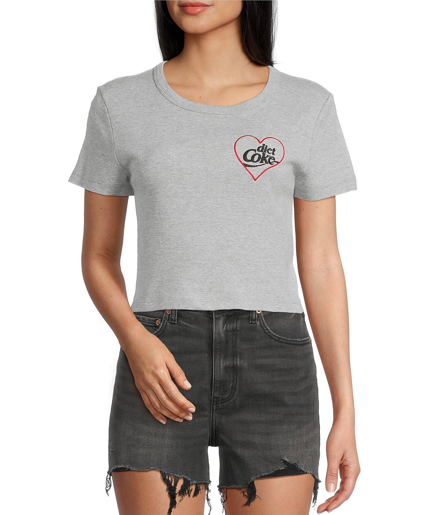 Junk Food Diet Coke Heart Short Sleeve Cropped T-Shirt