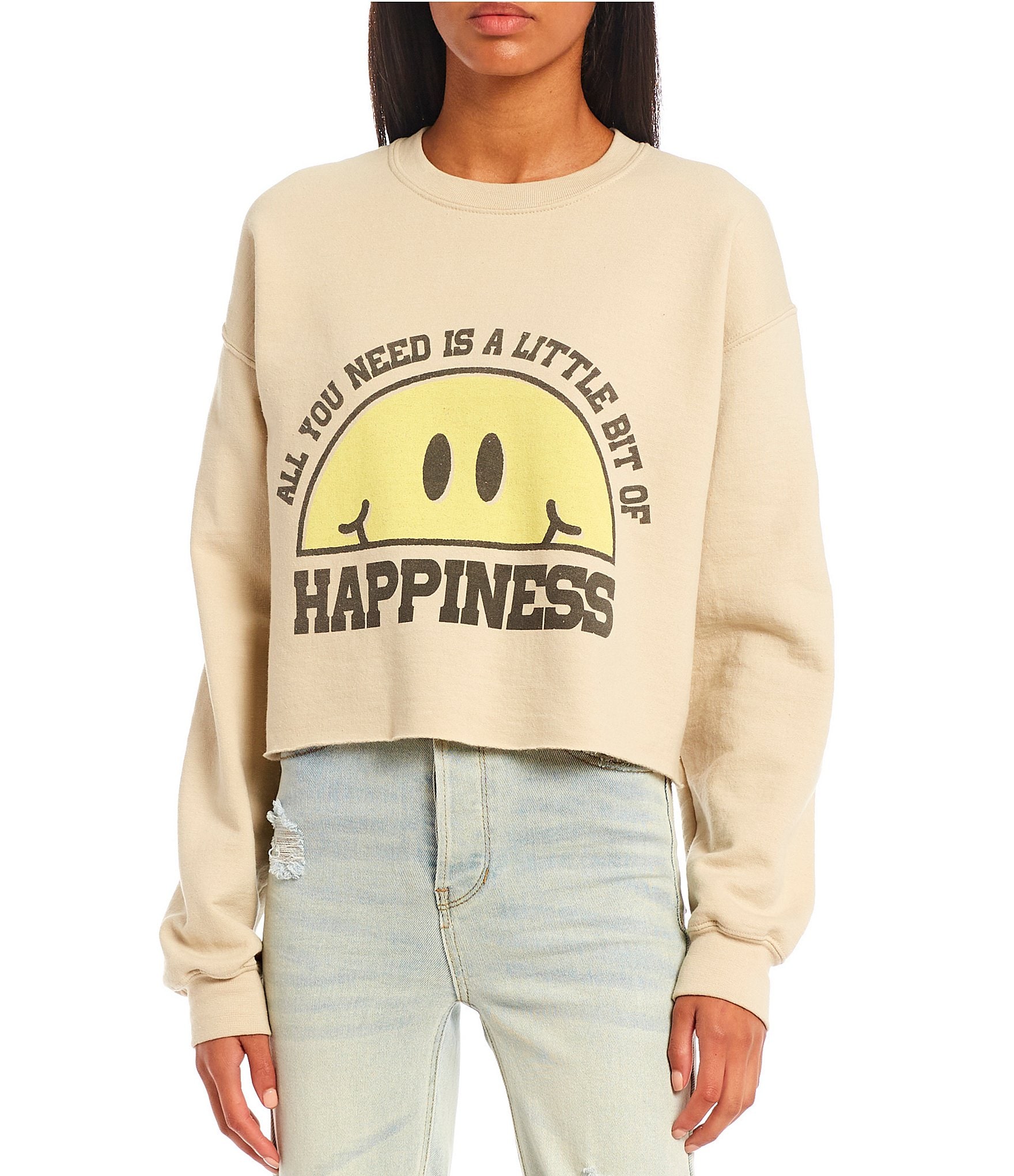 Junk Food Long Sleeve Happiness Smiley Pull On Sweatshirt | Dillard's