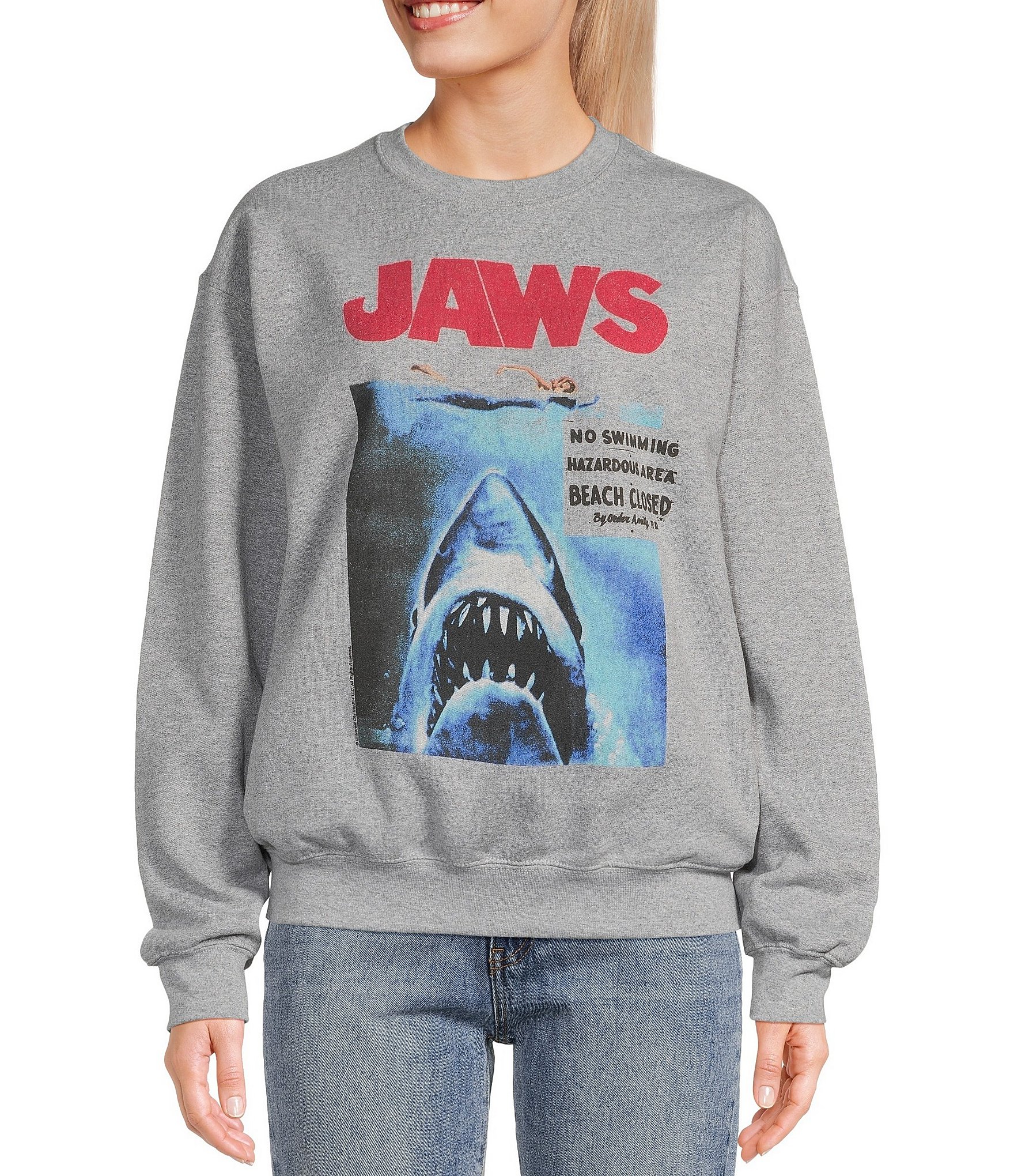 Junk Food Long Sleeve Jaws Movie Poster Art Pullover