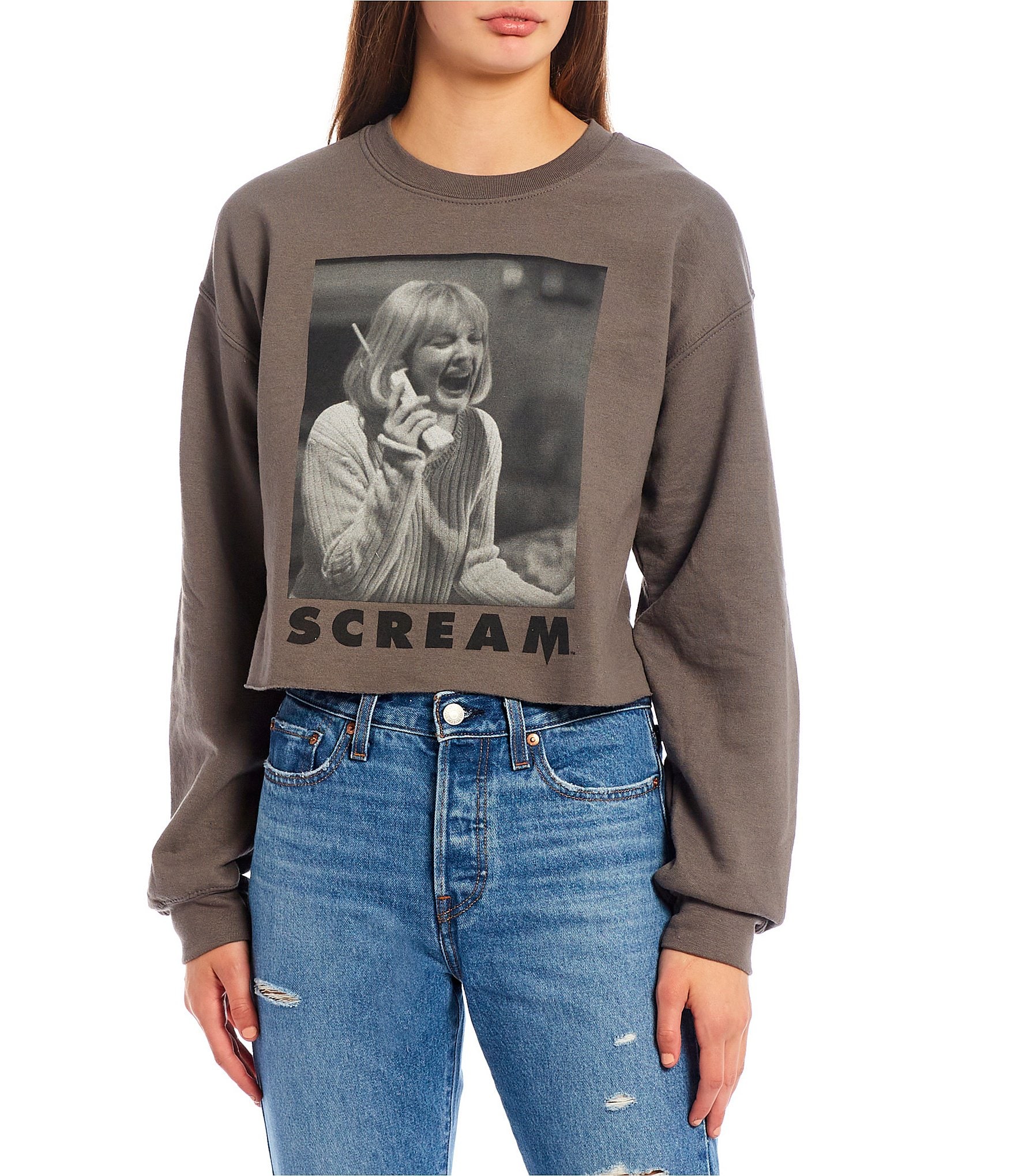 Junk Food Scream Cropped Fleece Sweatshirt | Dillard's