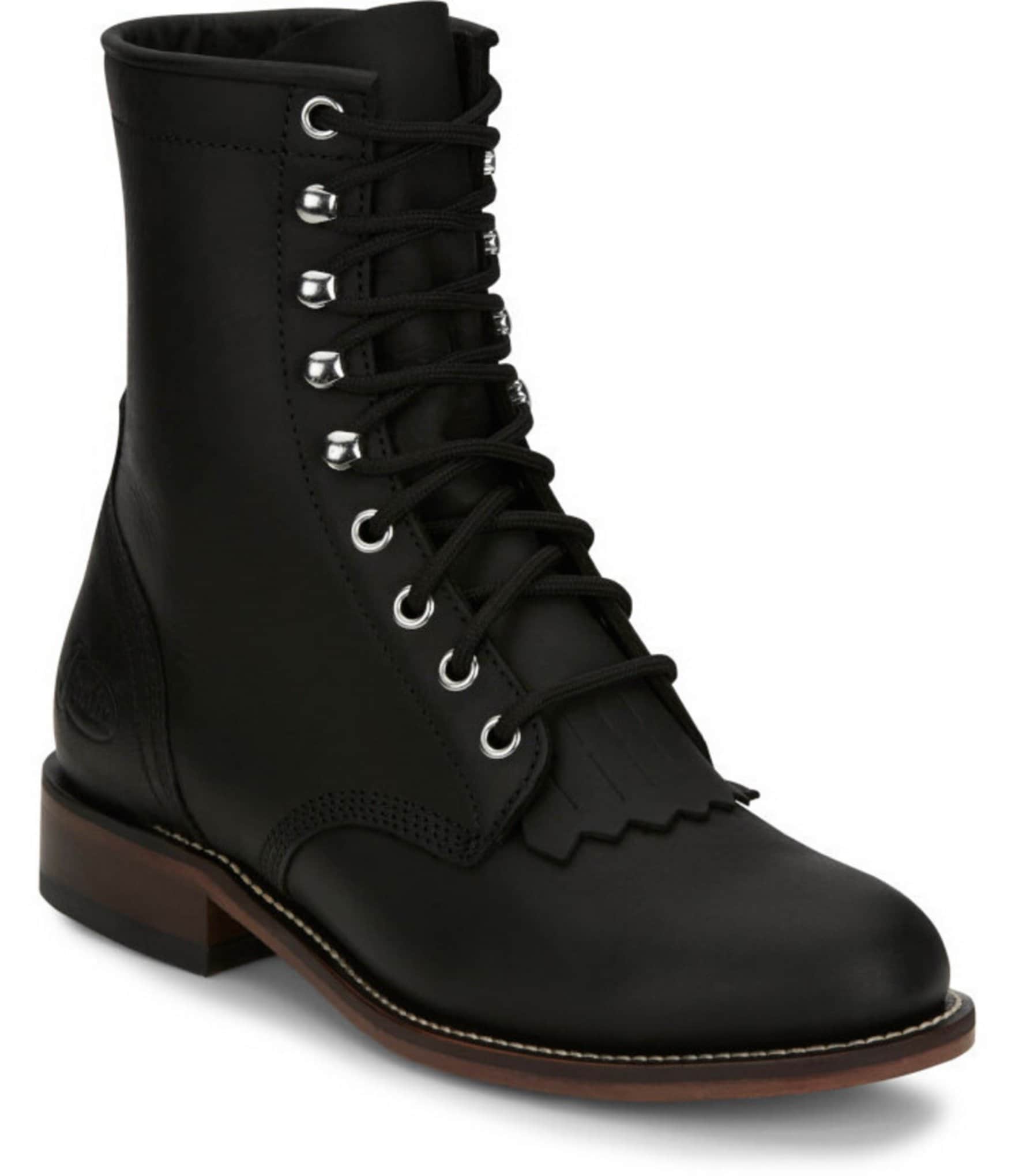 Justin Boots Mckean Leather Kiltie Lace Up Booties