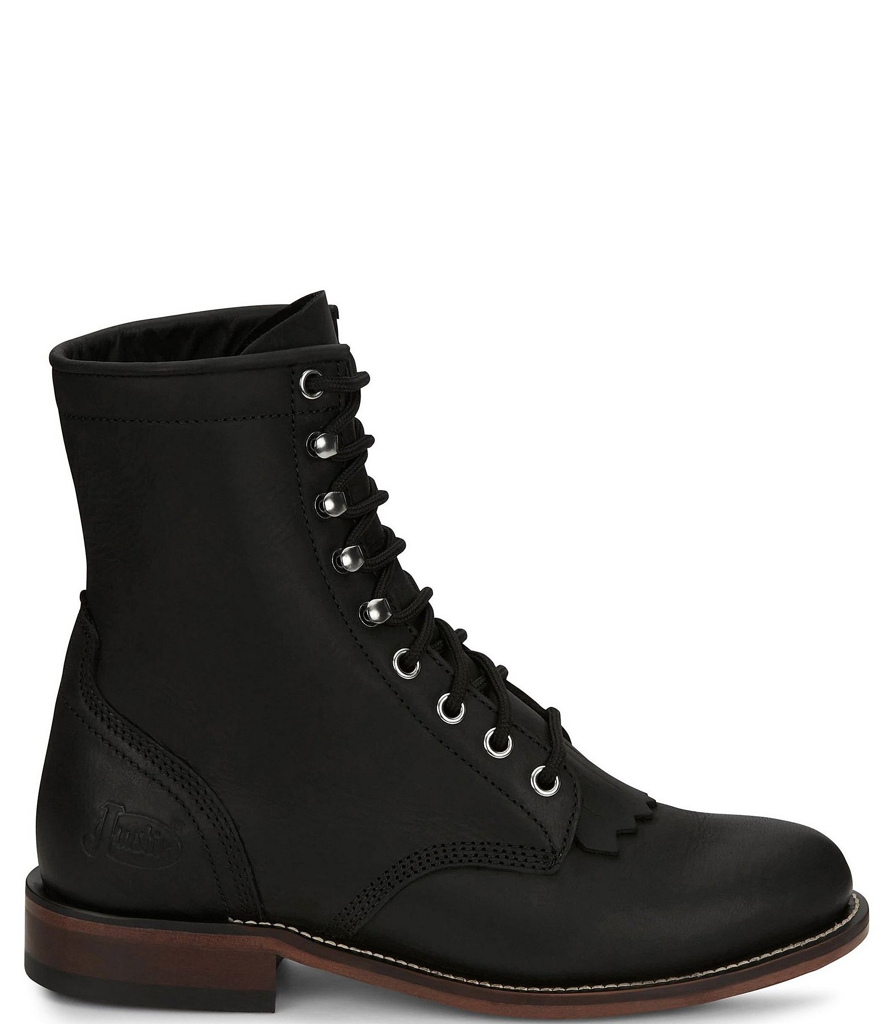 Justin Boots Mckean Leather Kiltie Lace Up Booties